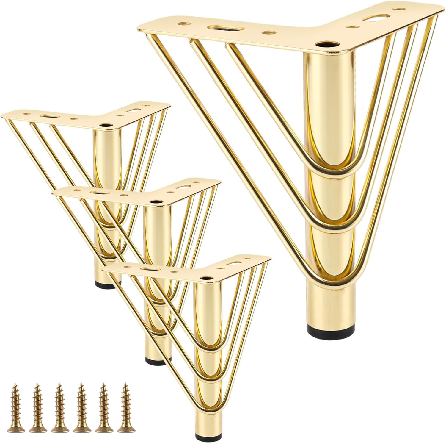 Set Mit 4 Goldenen Möbelbeinen, 15 Cm, Einzigartige Hohle Dreieckige Sofabeine, Metallmöbelstützen Mit Schrauben Für Tv-ständer, Nachttische