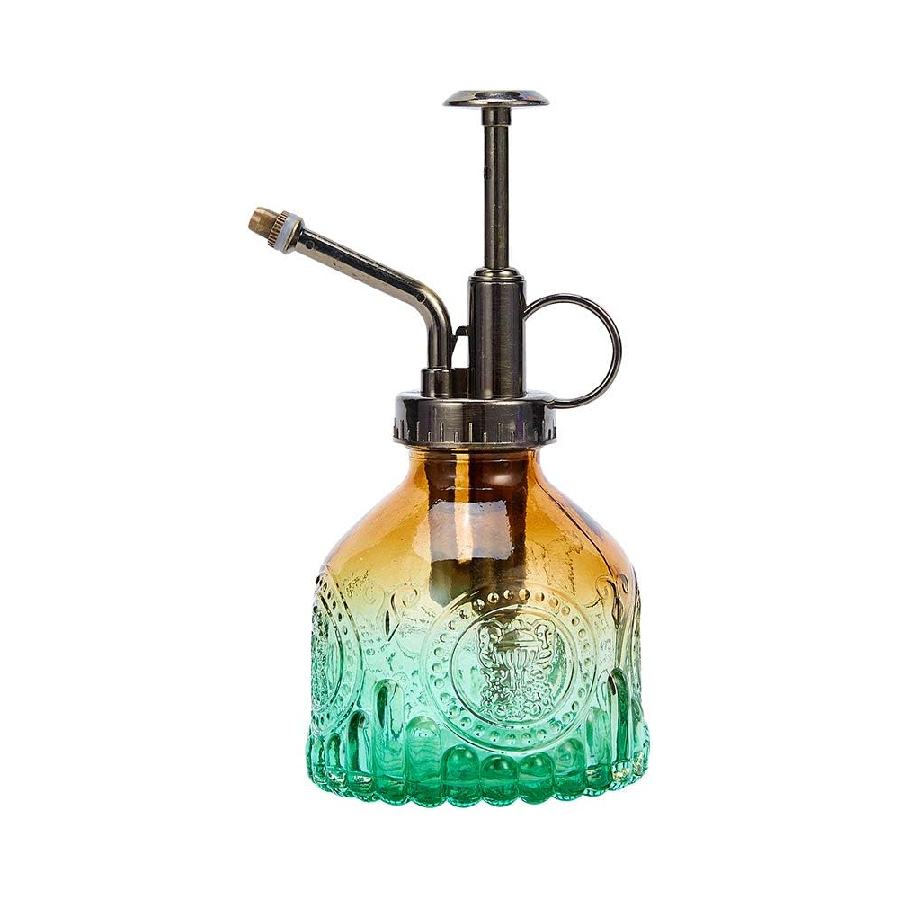 Vintage-pflanzensprüher Aus Glas (mit Pumpe) – Kleiner Sprüher Für Zimmer- Und Gartenpflanzen – Gelb-grüner Farbverlauf