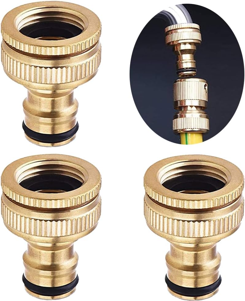 Set Mit 3 Schnellkupplungs-schlauchverbindern Aus Messing Für 1/2"- Und 3/4"-gartenschläuche, 2-in-1-design Für Küche, Garten Und Außenbereich.