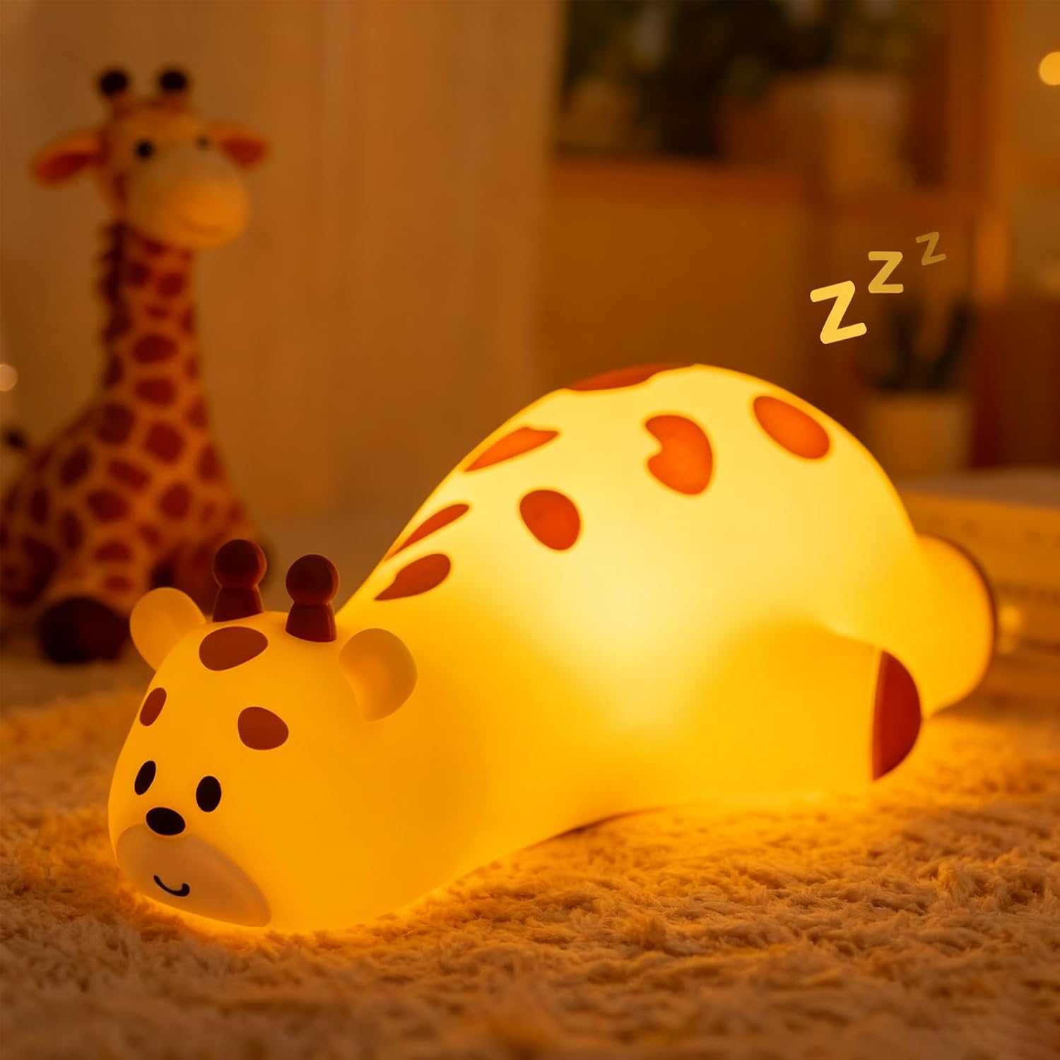 Led-giraffen-nachtlicht Aus Silikon, 3 Helligkeitsstufen, Touch-steuerung, Timer, Wiederaufladbar, Niedliche Nachttischlampe
