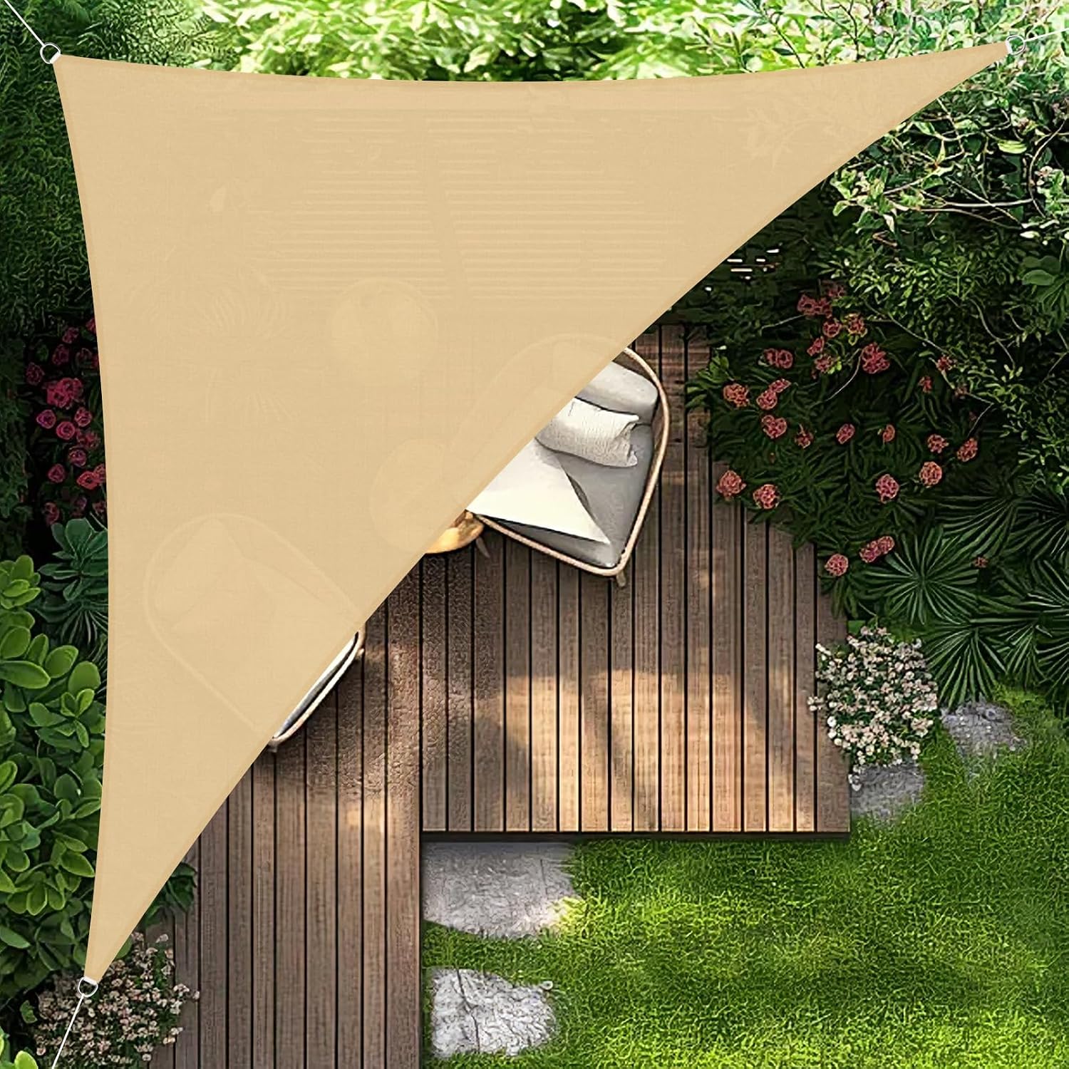Dreieckiges Sonnensegel 5x5x7m, Wasserdicht, Für Garten, Terrasse, Balkon, Außenbereich