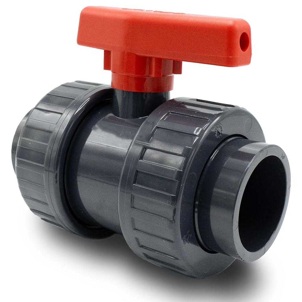 2-wege-pvc-kugelhahn Mit 2 Klebefittings Und Radial Lösbaren Verschraubungen Für Pool- Und Bewässerungsleitungen