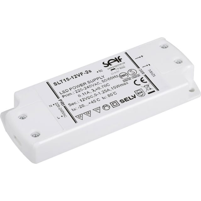 Self Electronics - SLT15-12VF-2S LED-Trafo, LED-Treiber Konstantspannung 15 w 1.25 a 12 v/dc Montage