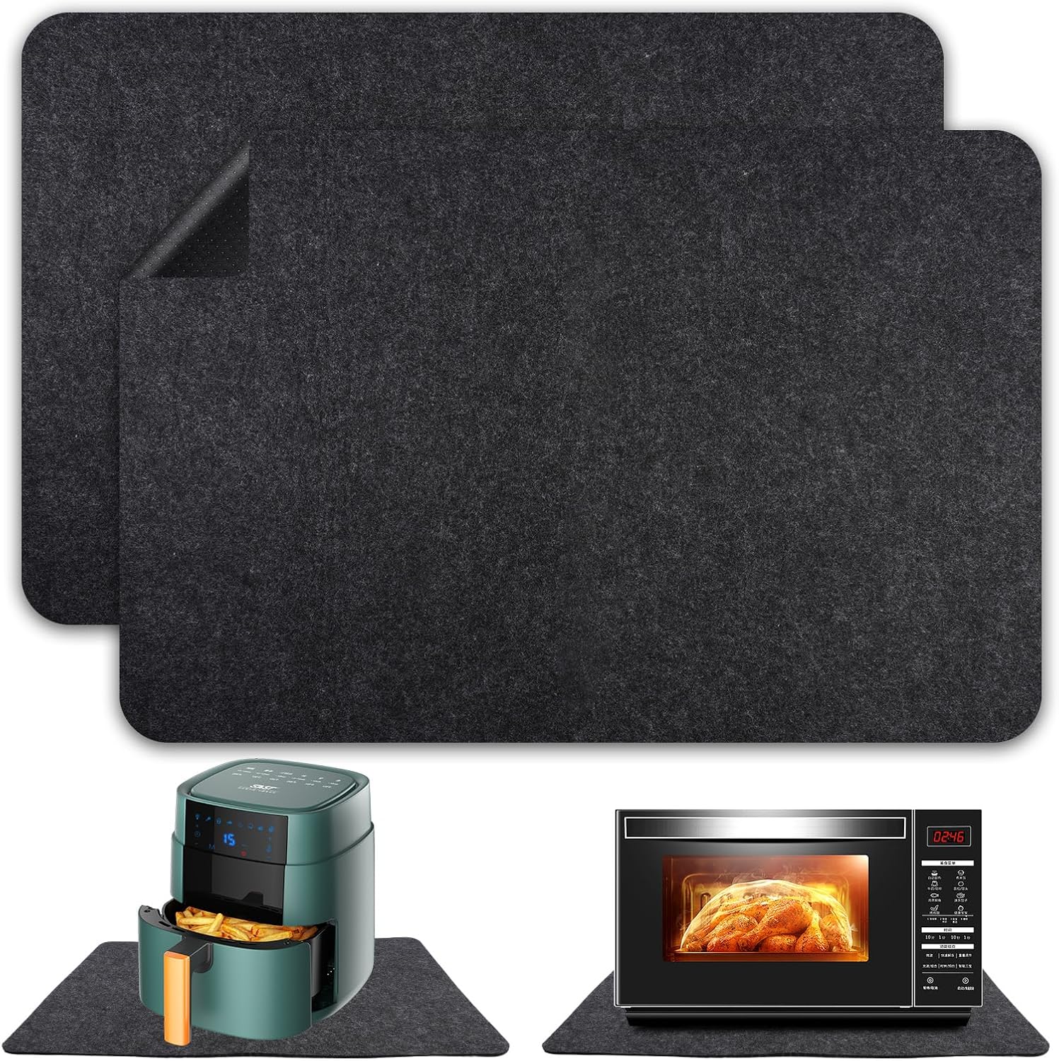(2 Stück) 44 X 30 Cm Hitzebeständige Matte, Heißluftfritteusenmatte, Rutschfeste Küchenarbeitsplatten-thermomatte