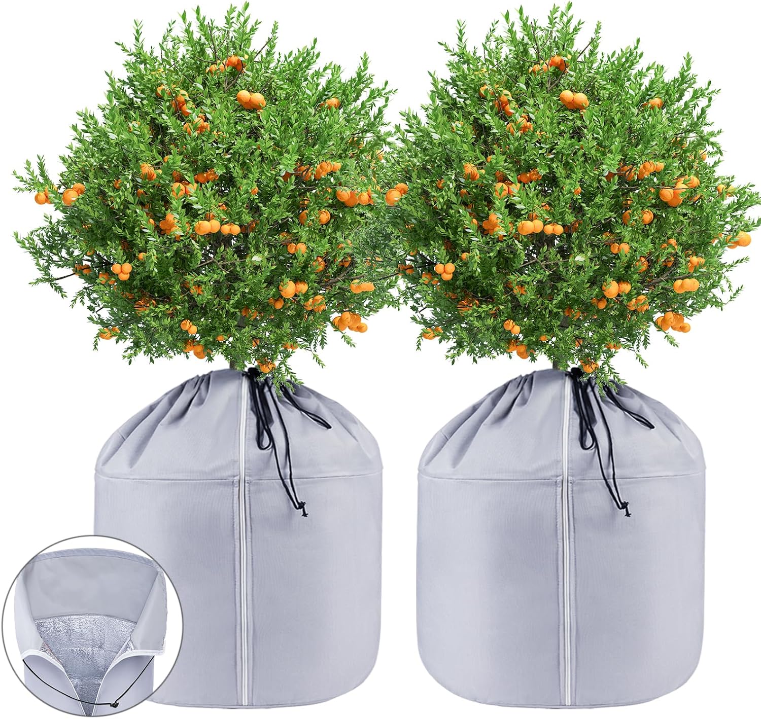 (2 Stück) Thermohüllen Für Topfpflanzen, 65 X 70 Cm Beutel, Winter-blumentopfabdeckung Mit Reißverschluss Und Kordelzug, Pflanzenschutz
