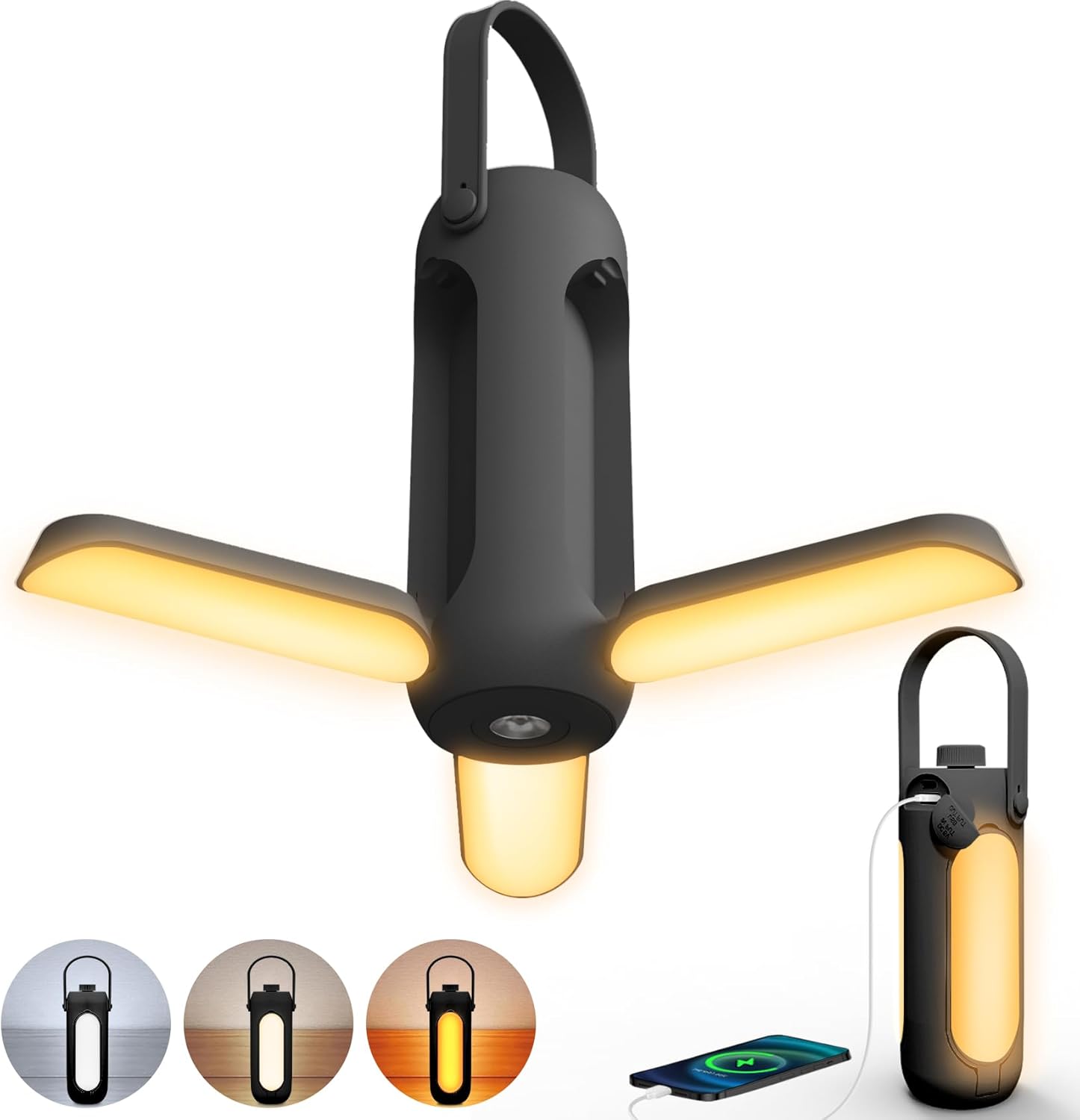 Wiederaufladbare Campinglampe, Led-campinglaterne Mit 3 Einstellbaren Beleuchtungsmodi Für Zelte, Campingzubehör Für Wanderungen Und Picknicks