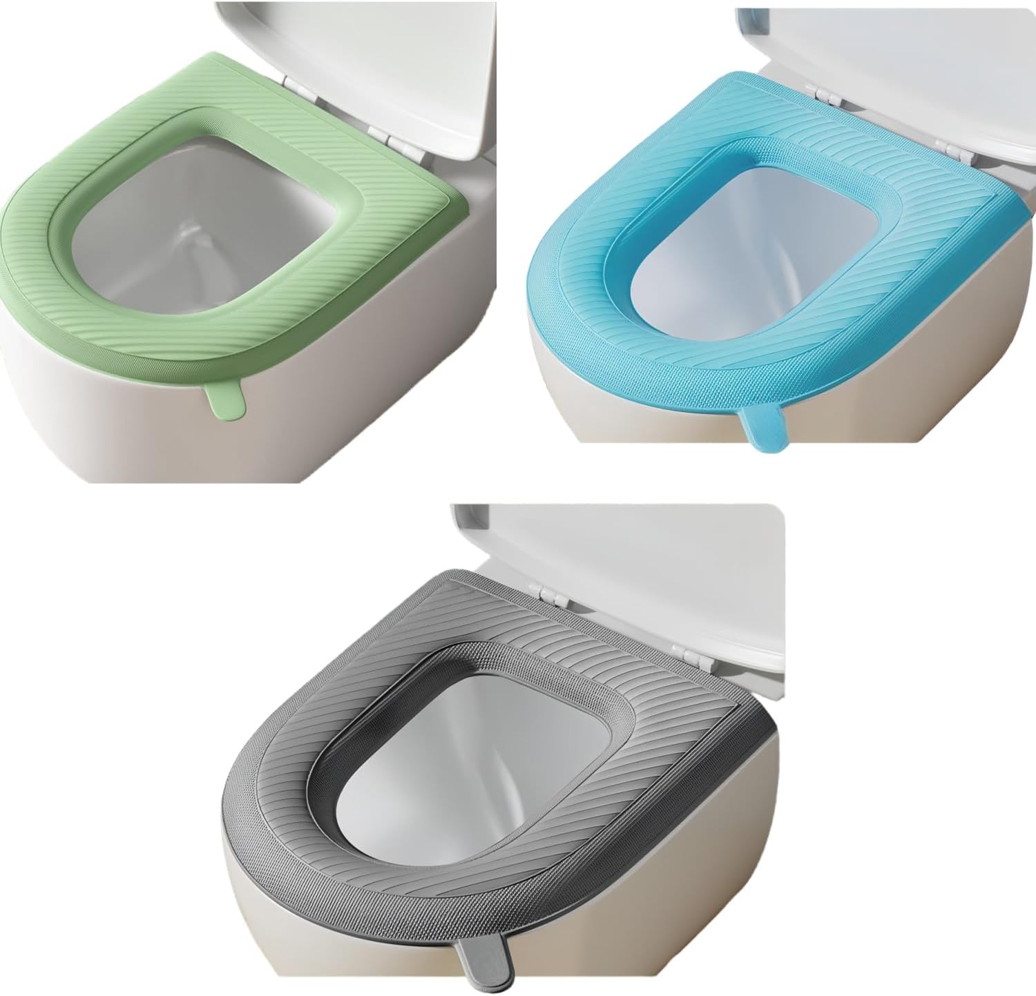 Set Mit 3 Toilettensitzbezügen, Gepolstertem Toilettensitzkissen, Waschbarem Oder Tragbarem Toilettenspülkastendeckel