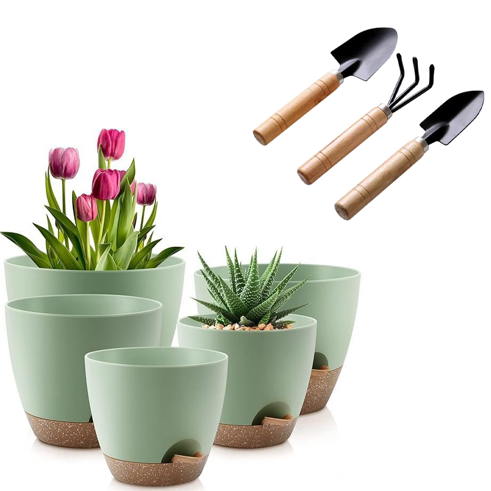 (5 Stück) Blumentöpfe Für Zimmerpflanzen, Blumen Und Kakteen 17,7/16,5/15/14/12,7 Cm Pflanztopf Mit Untersetzer