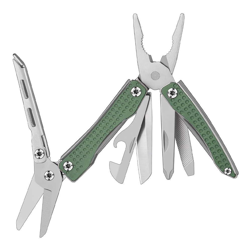 10-in-1 Mini-multitool – Zusammenklappbares Mini-multitool Mit Taschenmesser, Zange, Dosenöffner, Schere Und Schraubendreher