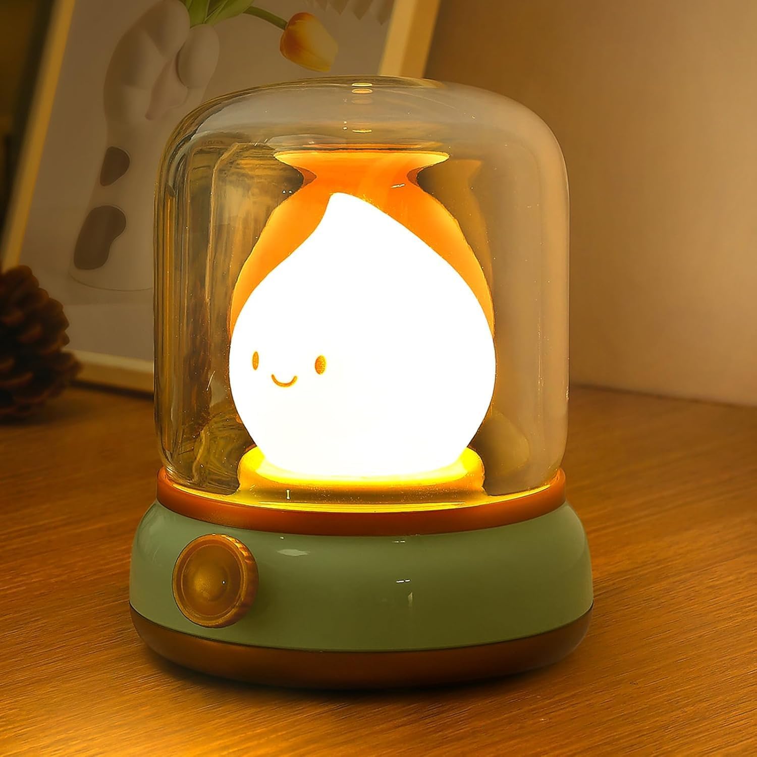 Nachttischlampe, Dimmbare Led-nachttischlampe Mit Warmem Lichtmodus Und Kerzenlichtmodus (flackernd), Usb-wiederaufladbares Nachtlicht Für Erwachsene Mit Timer