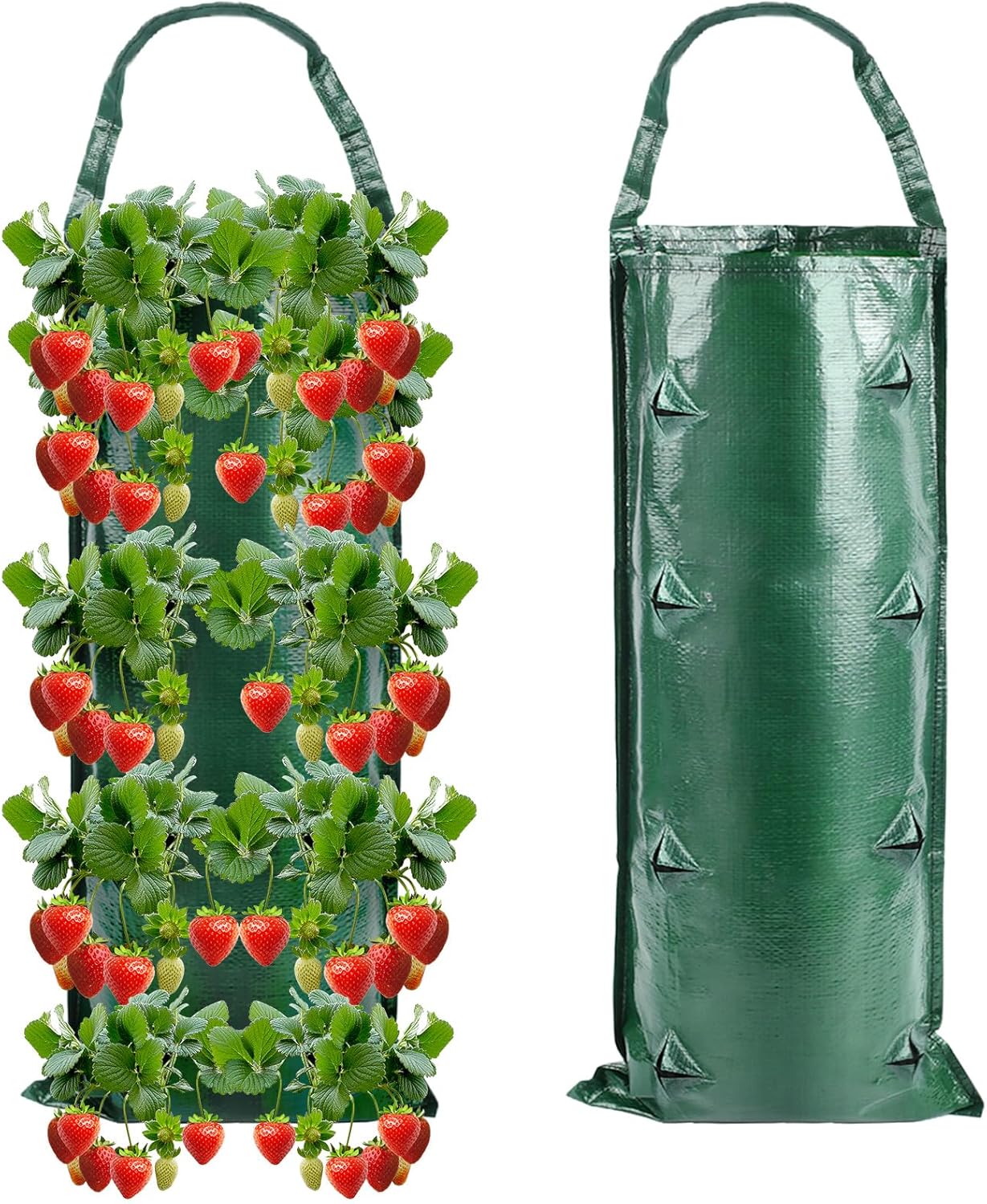 Erdbeerpflanzsäcke, 2 Stück, Hängende Erdbeerpflanzgefäße Mit 8 Löchern, Pflanzsäcke Für Erdbeeren, Gemüse Und Blumen