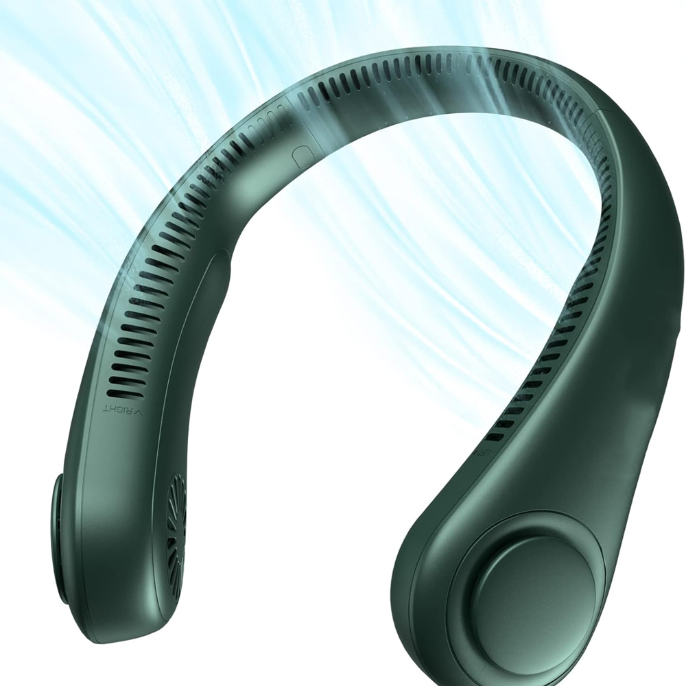 Tragbarer Nackenventilator, Freihändiger, Klingenloser Ventilator, Tragbarer Persönlicher Ventilator Mit 4000-mah-akku – Dunkelgrün