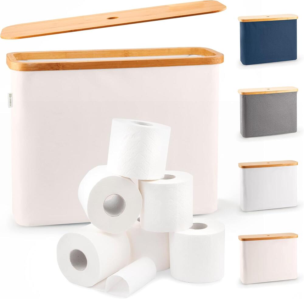 Toilettenpapierhalter Für 12 Rollen – Wasserdichter Und Stilvoller Badezimmer-organizer – Beigefarbener Toilettenpapierkorb