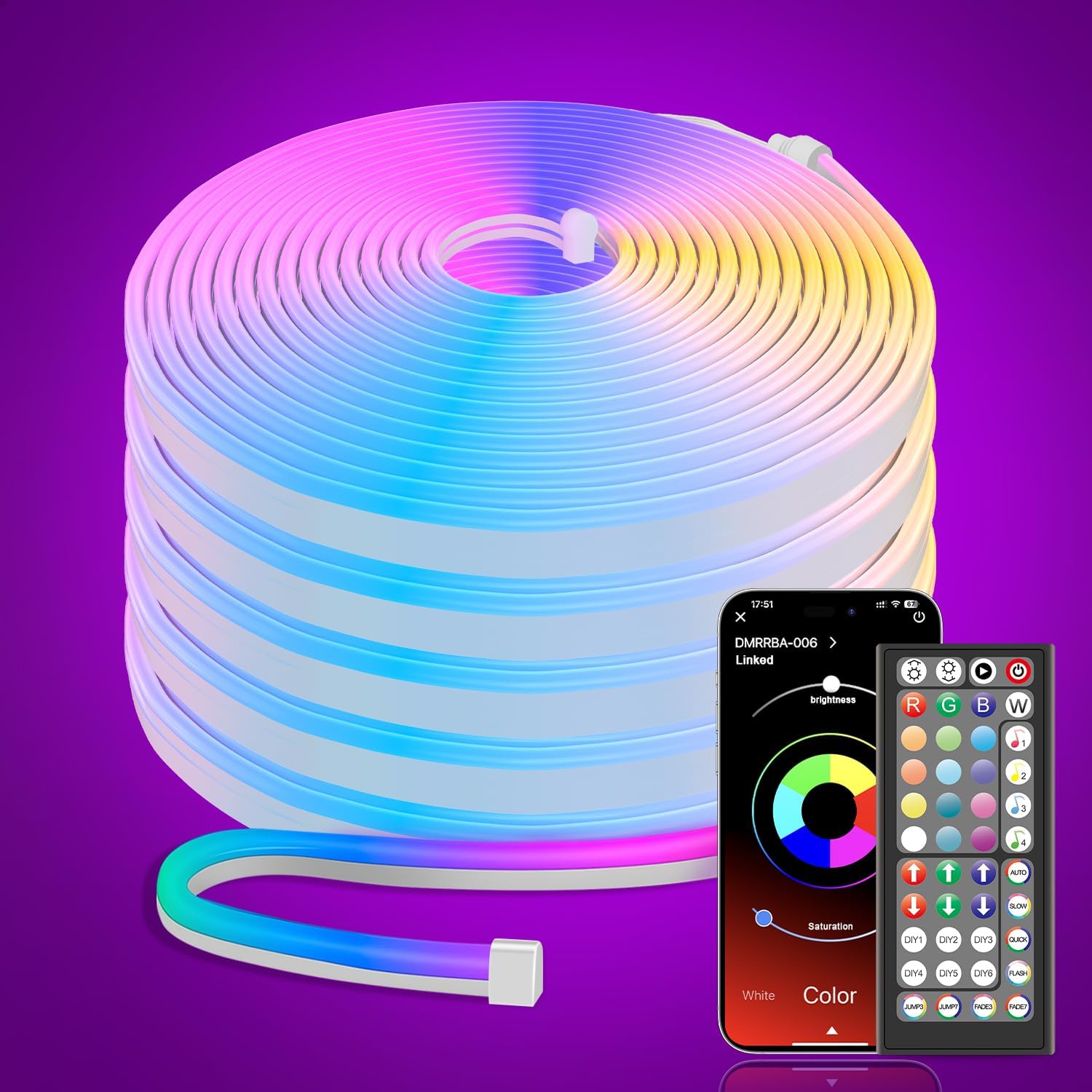 10 M Led-neonstreifen, Diy-led-streifen Mit App-/fernbedienungssteuerung, Musiksynchronisation, Led-neon Für Gaming-zimmer, Wasserdicht, Für Den Innen- Und Außenbereich