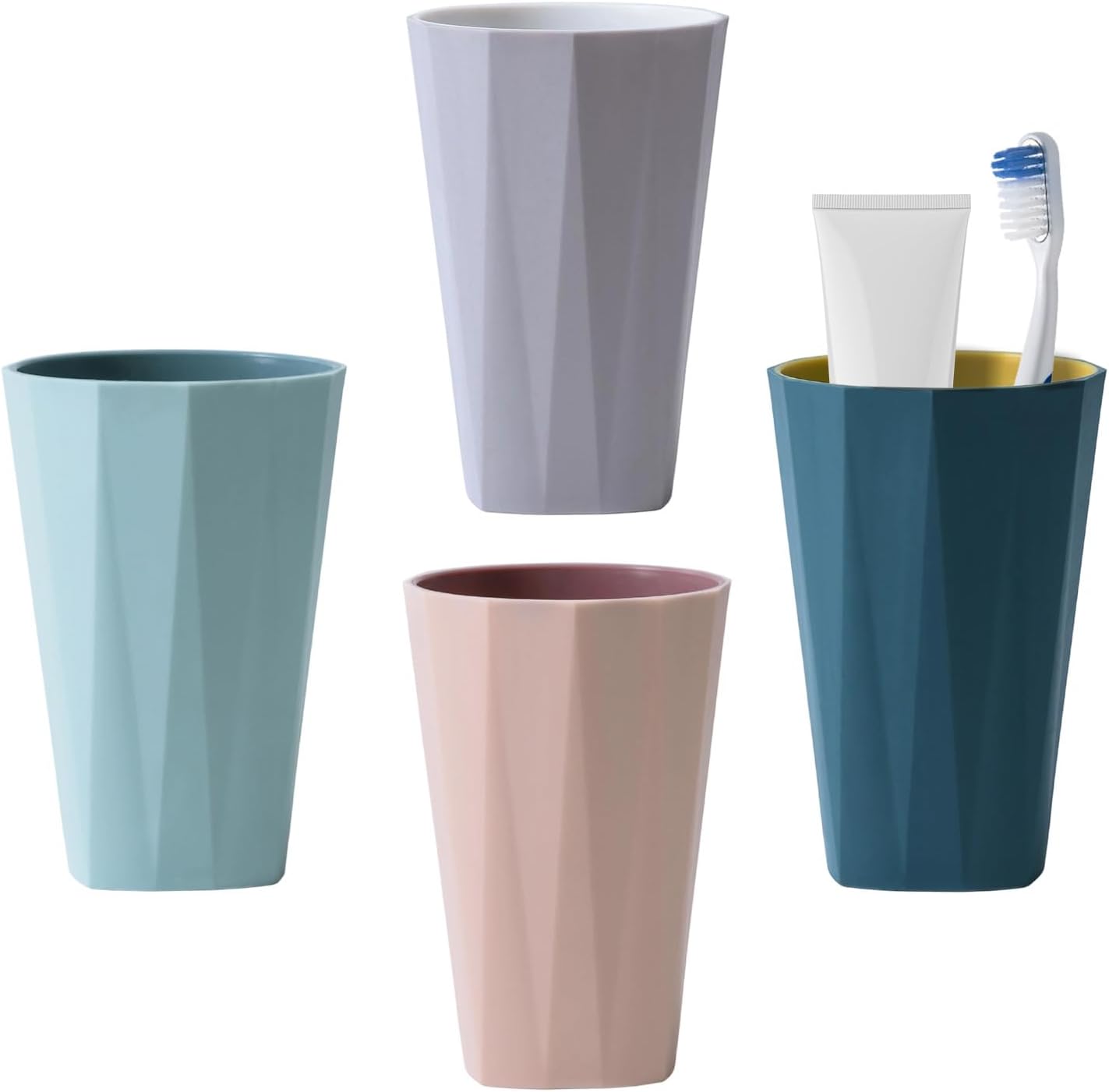 (4 Stück) Badezimmerbecher, Kunststoffbecher, Skandinavisches Design, Robust Und Bruchfest, Geeignet Für Erwachsene Und Jugendliche