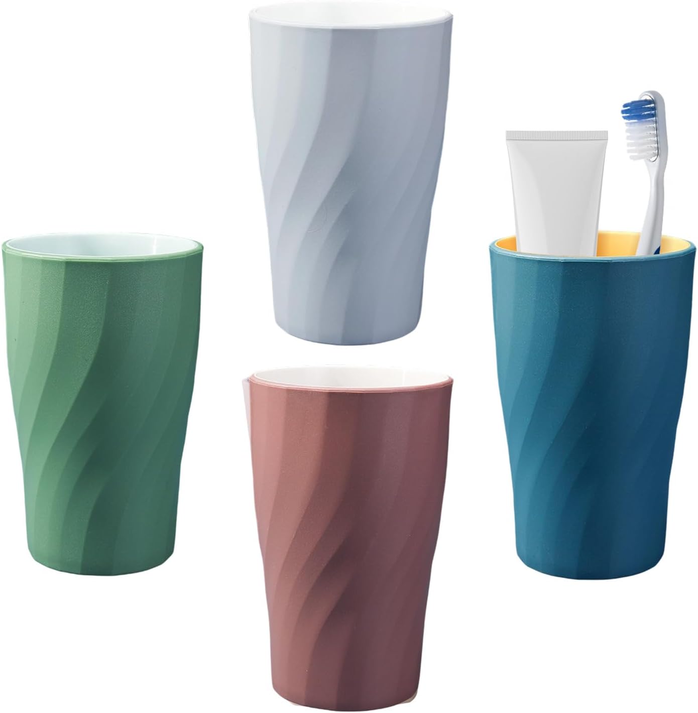 (4 Stück) Badezimmerbecher, 350 Ml Kunststoffbecher, Design Im Nordischen Stil, Robust Und Bruchfest, Geeignet Für Erwachsene Und Jugendliche