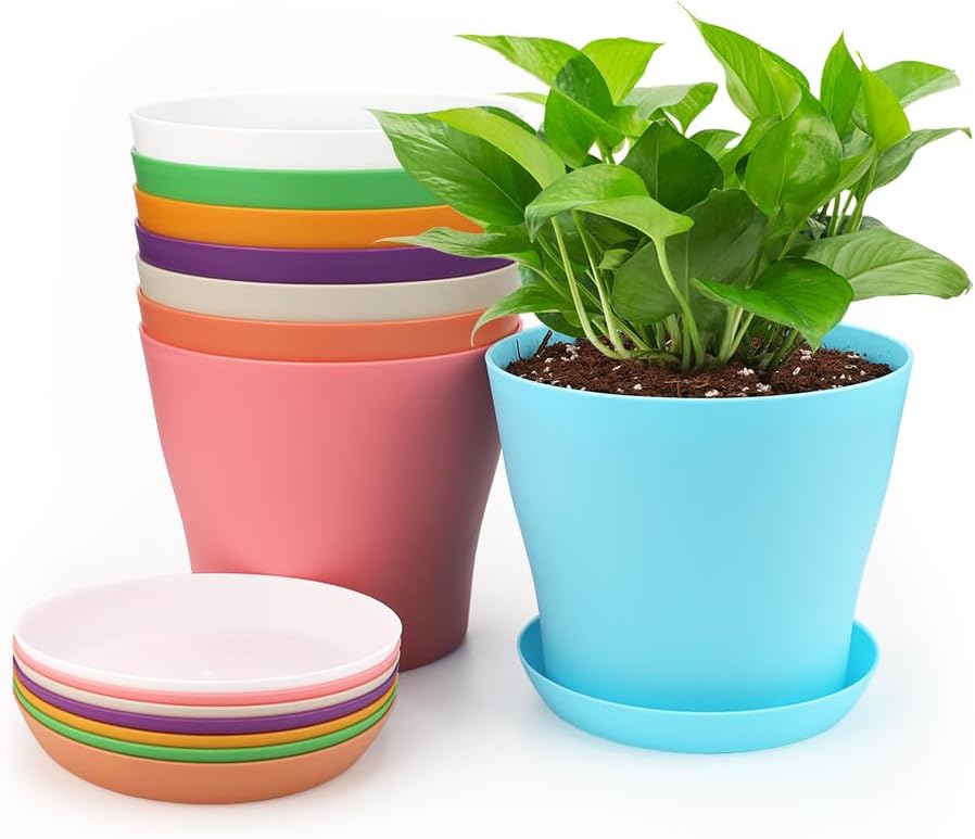 (8 Stück) 10 Cm Große Kunststoff-pflanztöpfe, Kleine Blumentöpfe Mit Untersetzern, Geeignet Für Setzlinge, Kakteen, Sukkulenten, Orchideen, Kräuter