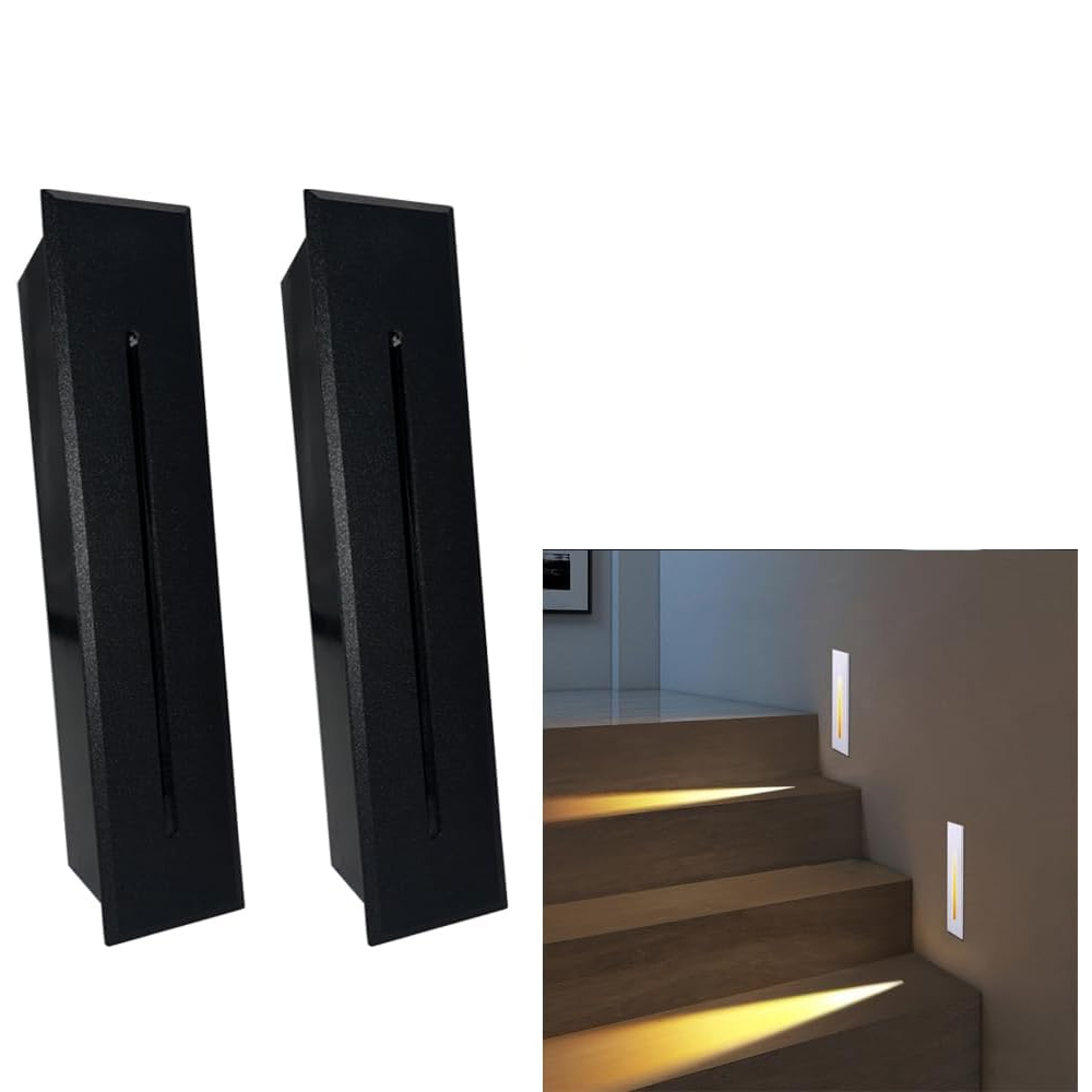 (2 Stück) Außentreppenleuchten, 3 W Led-wandleuchten, Einbauleuchten, Ip65 Wasserdicht, Innenbeleuchtung, 3000 K Warmweiß