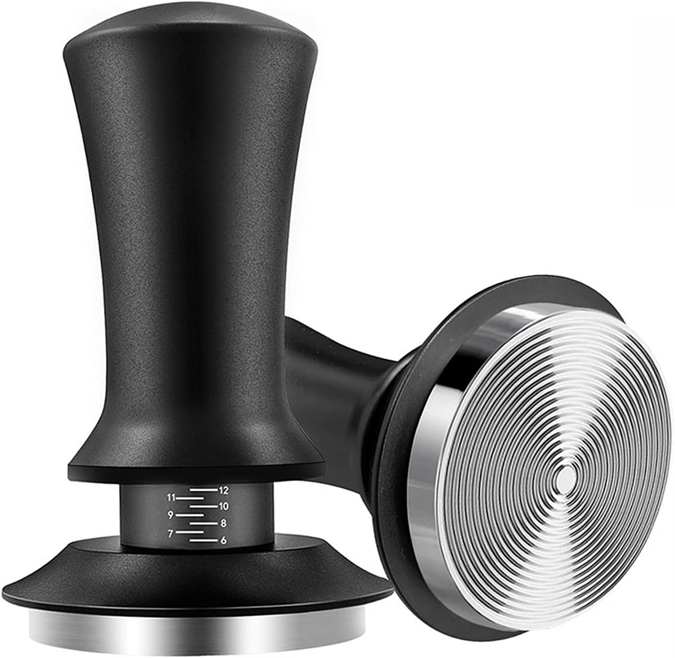 Professioneller Kaffeetamper Mit Feder Und Matte – Verstellbarer Espresso-tamper – Mattschwarze Oberfläche – Premium-barista-zubehör – Kompatibel Mit 53-mm-siebträgern