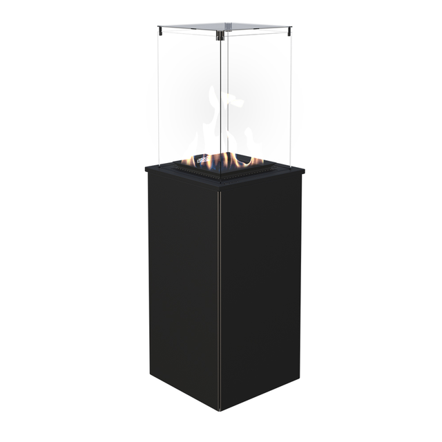 Kratki - Gaskamin patio Stahl-Schwarz Manuell Gasheizgerät Wärmelampe Gartenkamin 4-8,2 kW