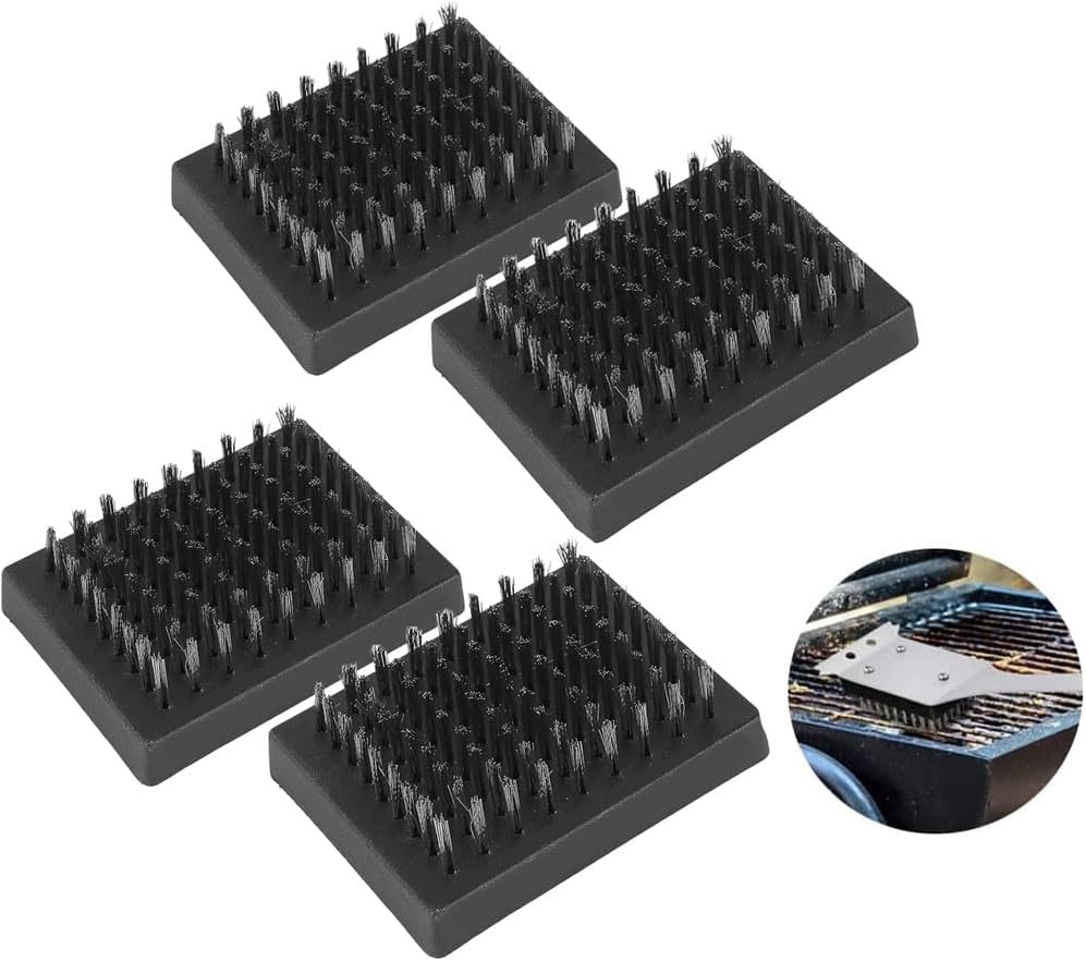 Set Mit 4 Grillreinigungsbürsten Mit Metallborsten – Ersatzköpfe Für Bürste Und Schaber