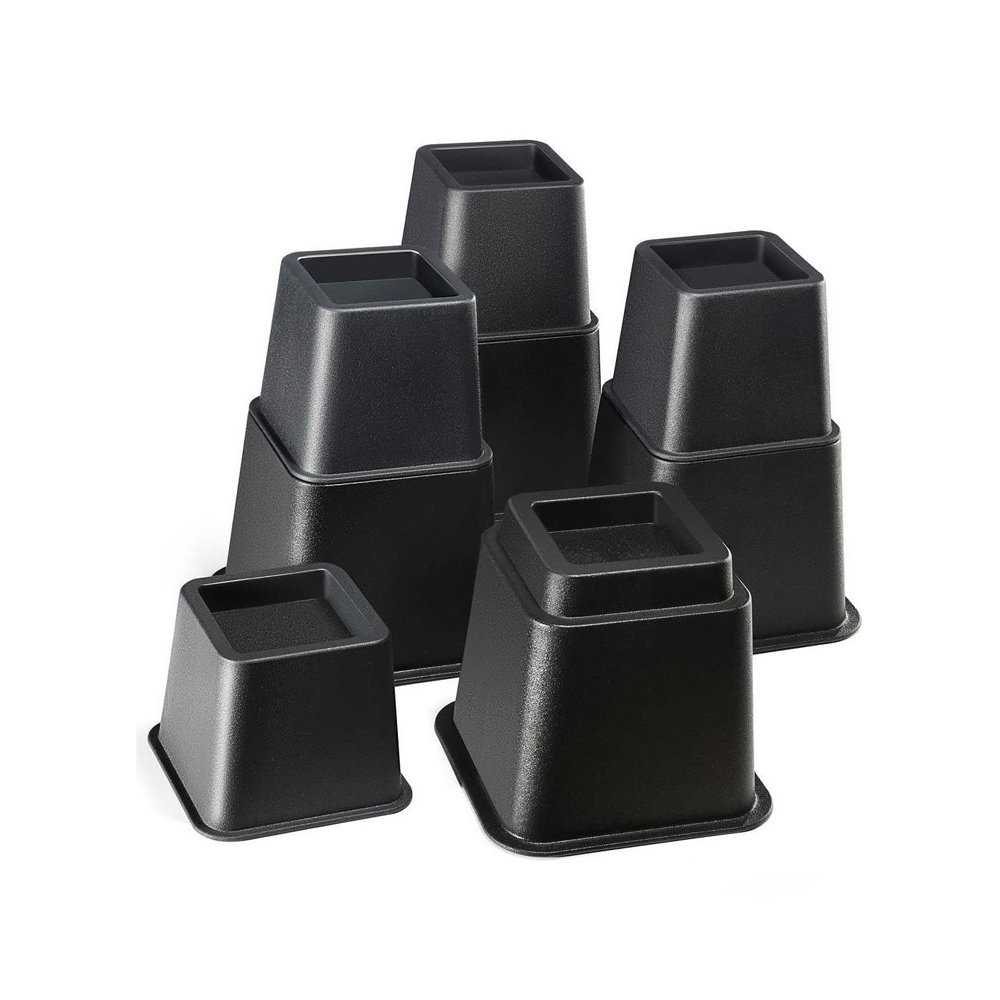 (8 Stück) Verstellbare Möbelfüße (4 Hohe, 4 Niedrige) - Platzsparende Erhöhungen Für Bett, Tisch Und Sofa (8 Bis 20 Cm) (schwarz)
