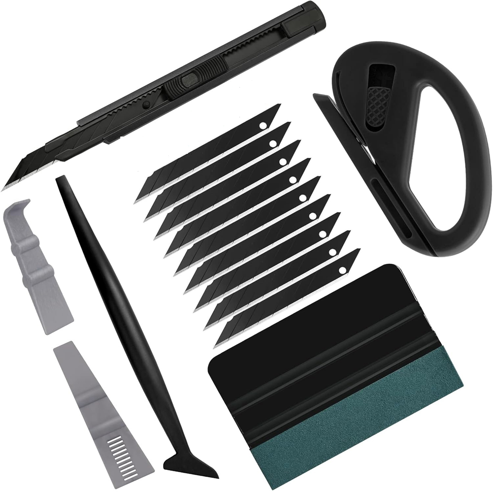 Werkzeugset Für Die Autoglasfolierung Mit Vinylfolie, Filzrakel, Zippy-messer, Universalmesser, Minirakel Und Eckrakel