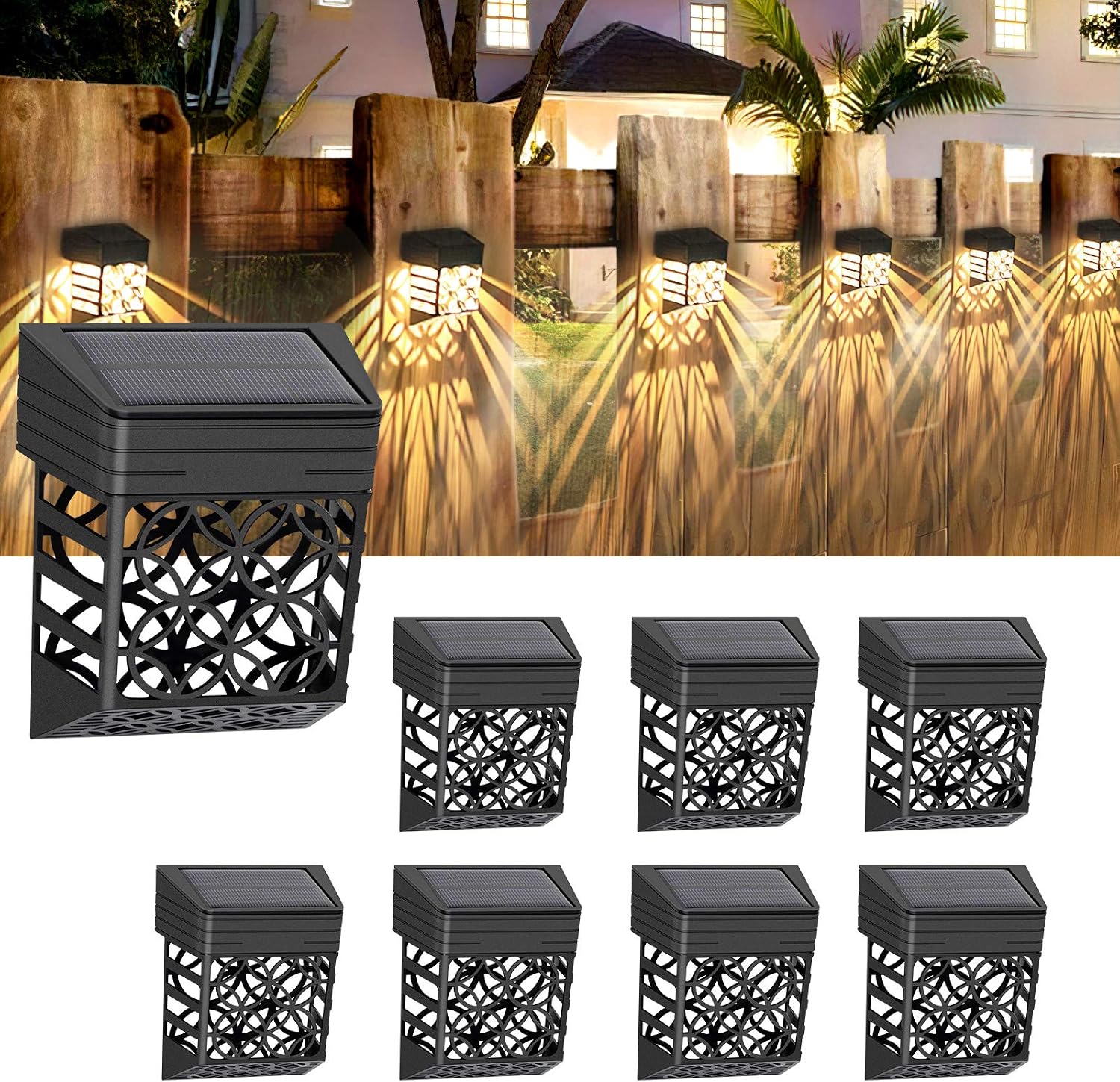 8er-set Solarleuchten Für Terrasse, Treppe, Hof, Weg Und Einfahrt – Wasserdicht – Automatisch – Dekorative Wandbeleuchtung Für Die Terrasse