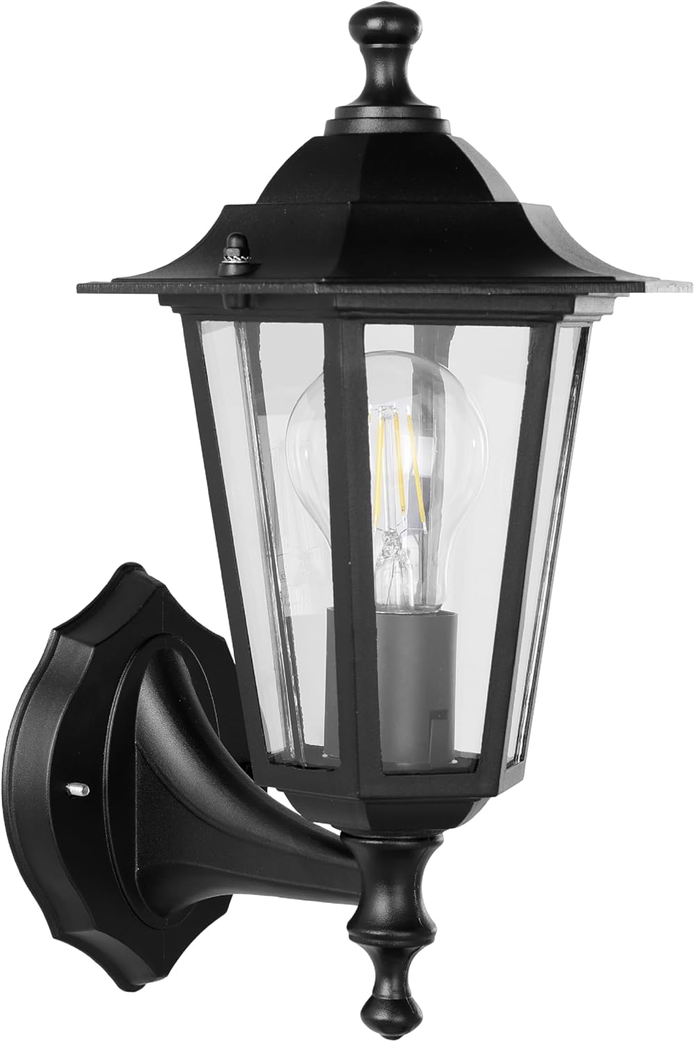 Außenwandleuchte, Schwarze Außenbeleuchtung Aus Aluminiumguss Und Glas, Lampe Mit E27-fassung, Schutzart Ip44