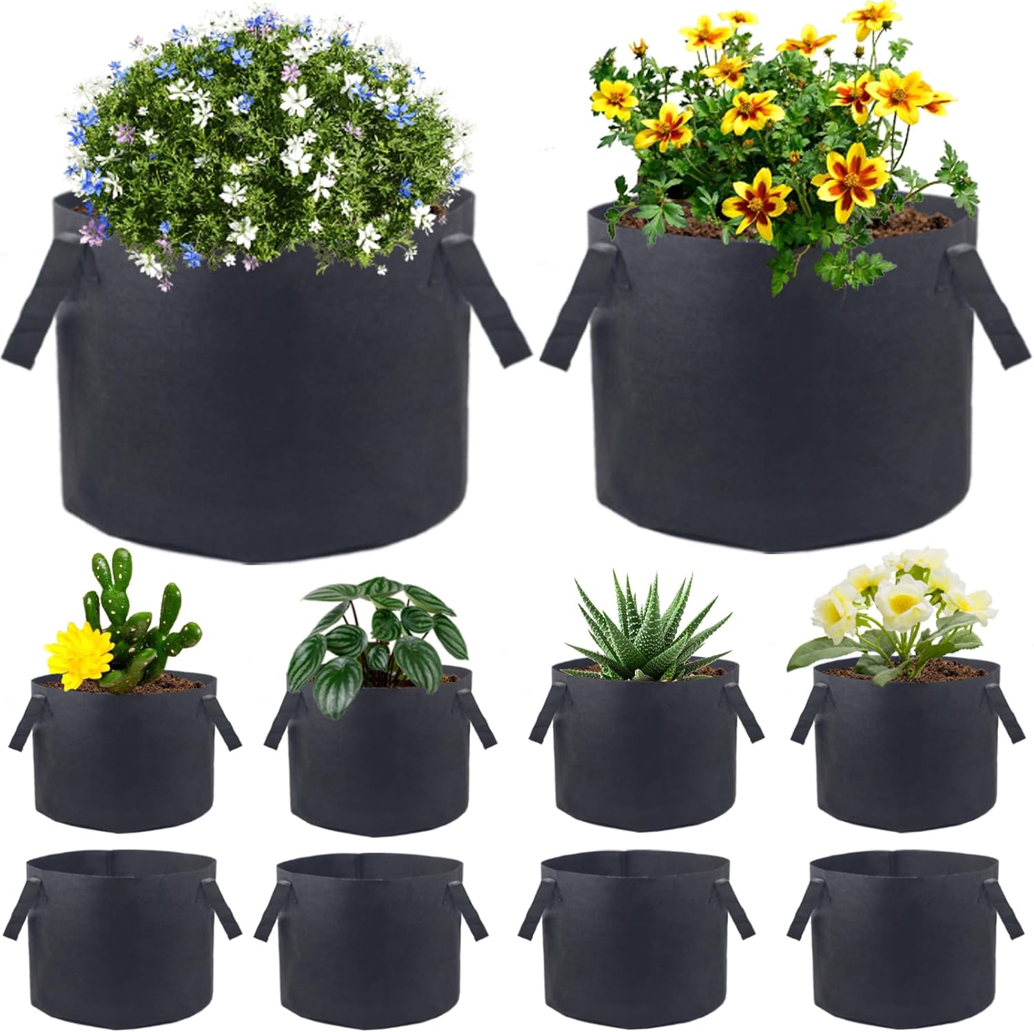 Packung Mit 10 Gemüsepflanzsäcken À 10 Gallonen, Gartenpflanzsäcke, Dicke Und Atmungsaktive Pflanztöpfe Aus Vliesstoff
