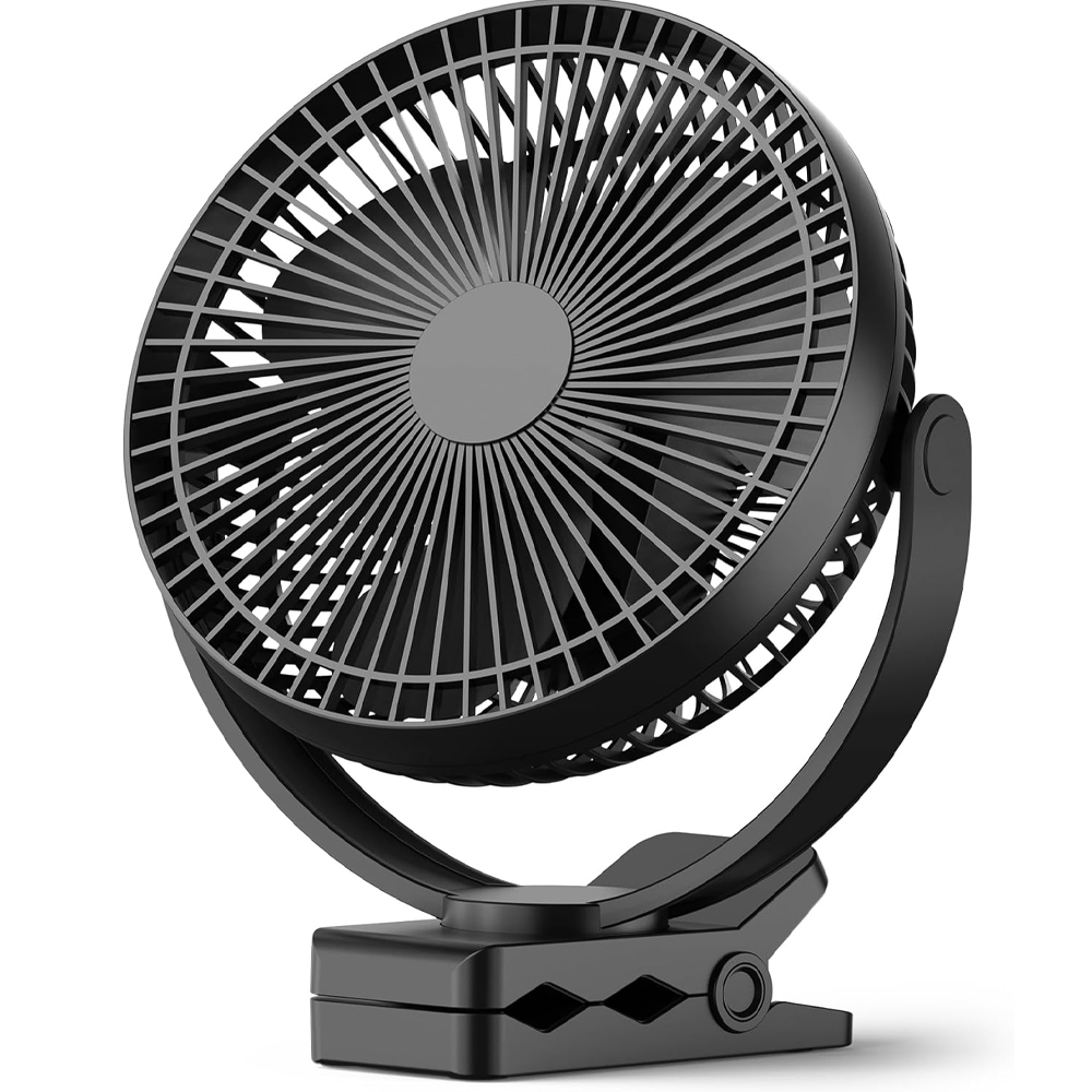 (18,2 × 16 × 6,2 Cm) Tragbarer Clip-ventilator Mit 20 Cm Durchmesser, 10.000 Mah Akku, Usb-anschluss, 4 Geschwindigkeitsstufen, Luftstromregulierung, Robustem Clip Für Zuhause, Büro Und Reisen.