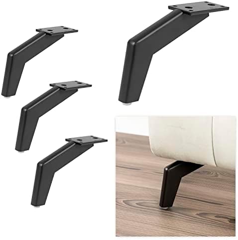 Set Mit 4 Metallbeinen + 16 Schrauben Oberfläche: Mattschwarz Maße: H. 17 Beine Und Füße Für Sofas, Möbel, Schränke, Betten Und Einrichtungsgegenstände