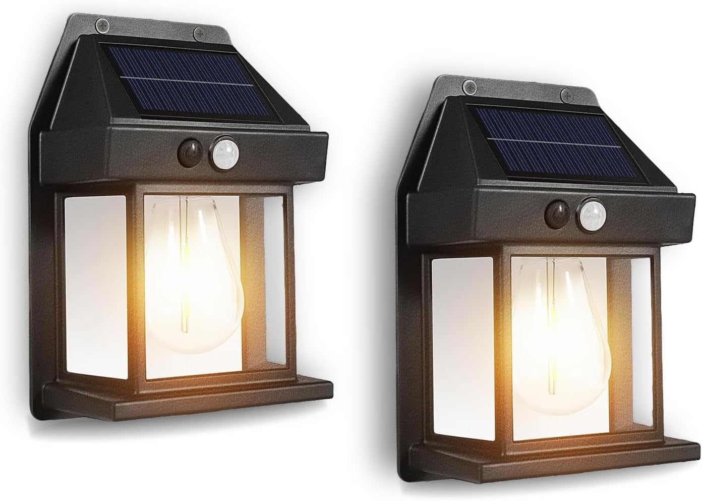 Solar-außenleuchten, 2er-pack Ip55 Wasserdichte Wandlaternen Mit Bewegungsmelder, Solar-sicherheitsbeleuchtung Für Garten, Terrasse Und Veranda