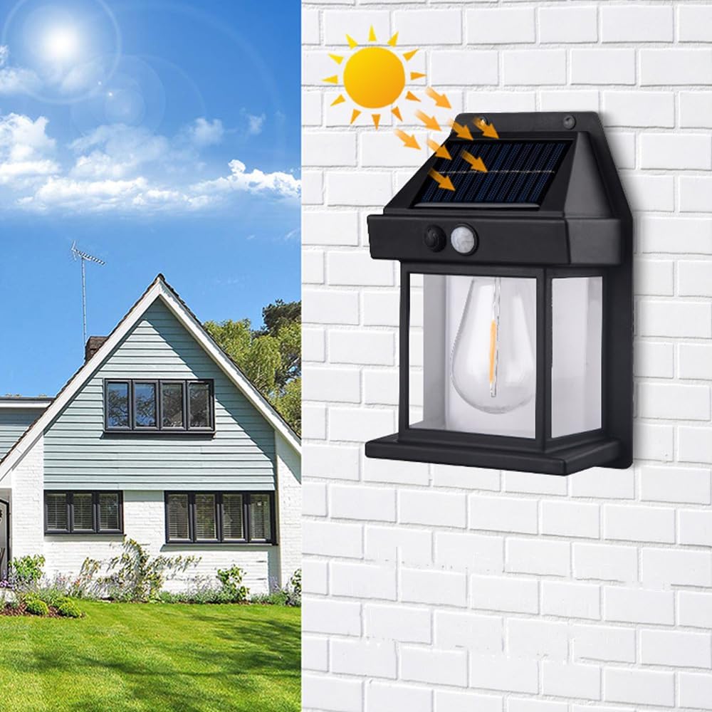 Solar-induktions-wandleuchte, Warmes Licht, Kabelloser Betrieb Von Sonnenuntergang Bis Sonnenaufgang, Bewegungsmelder-led-leuchten, Ip65 Wasserdicht.