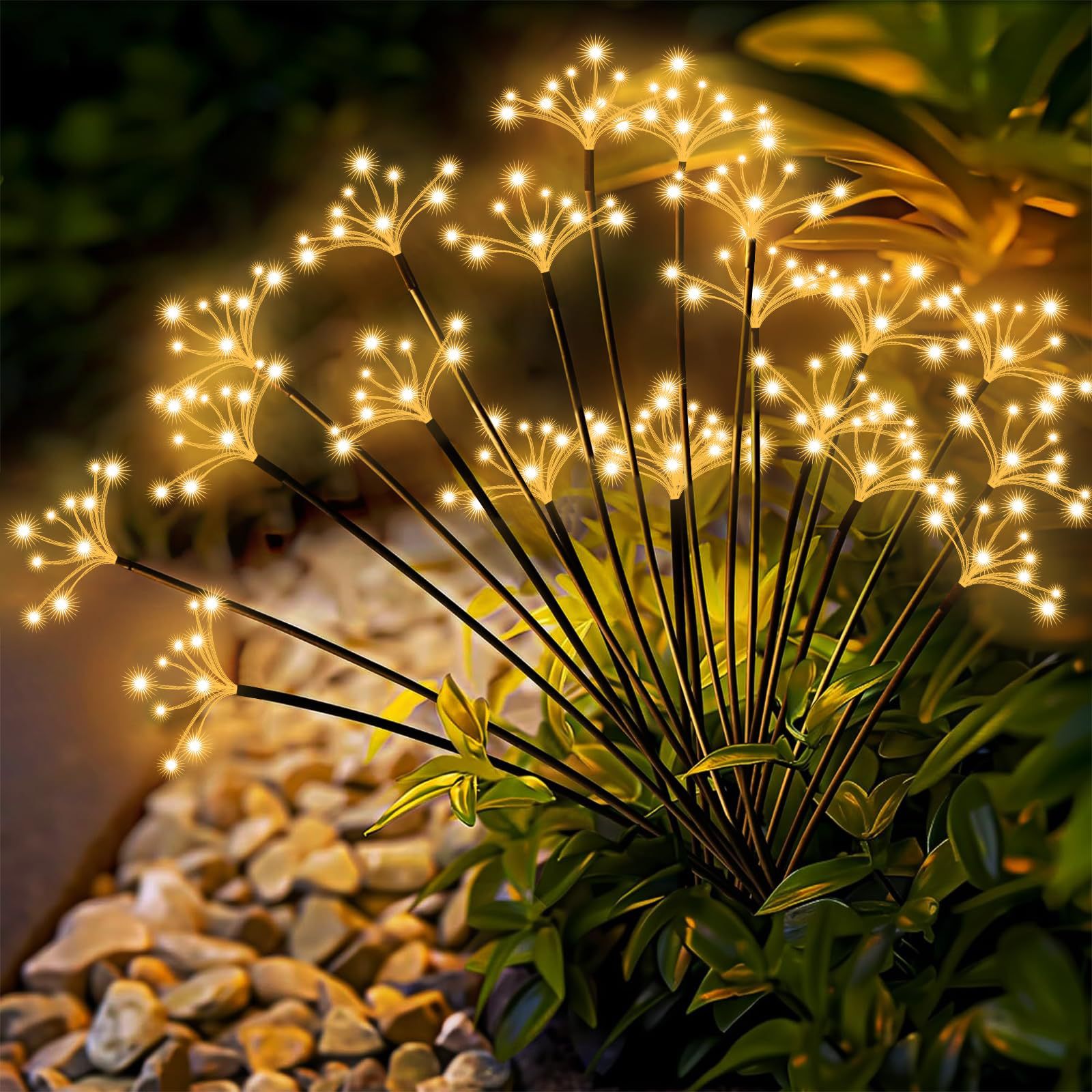 2-teiliges Led-solar-gartenleuchten-set, Solar-feuerwerk, Wasserdichte Solarleuchten Für Garten, Rasen, Terrasse, Weihnachtsdekoration