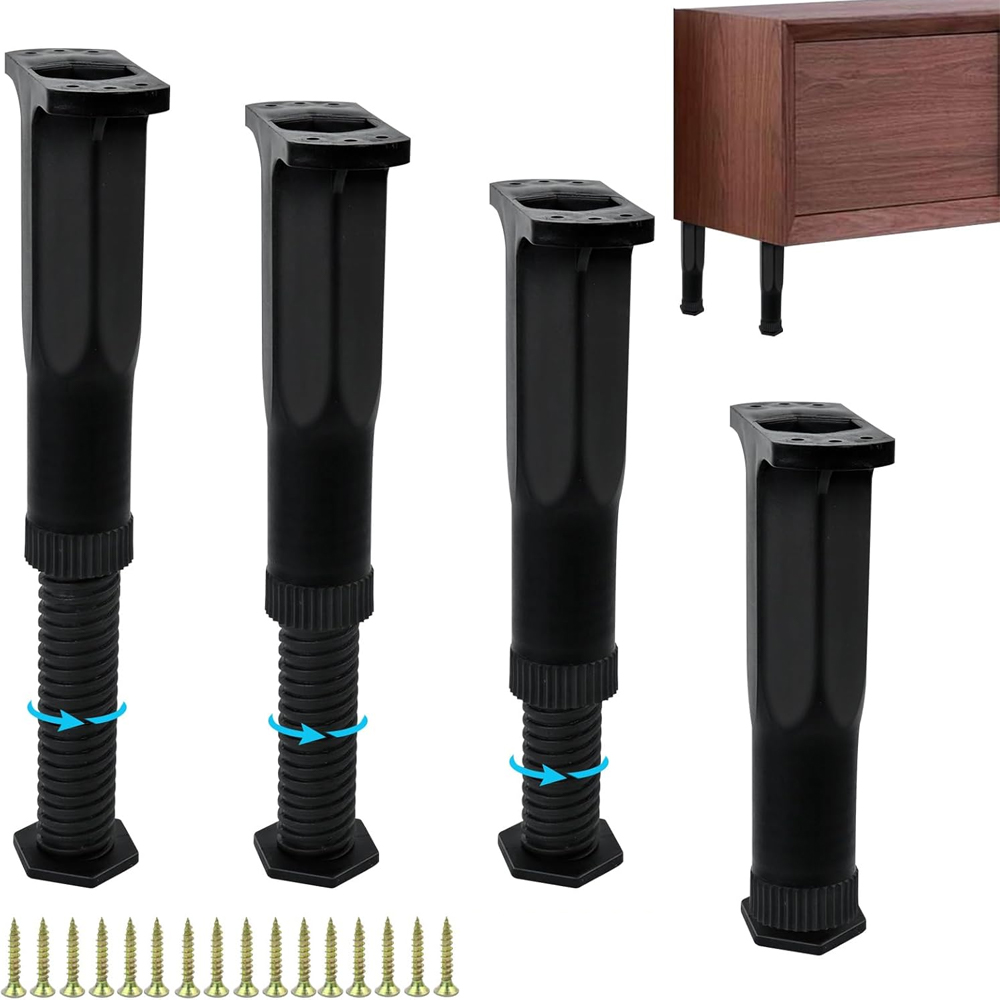 (4 Stück) Möbelfüße, Verstellbare Möbelfüße 16–28 Cm, Schwarz, Universelle Tischbeine Für Büro, Küche, Schrank, Sofa, Tisch