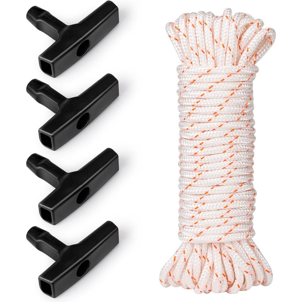 Starterseil Für Rasenmäher, 10 Meter, 4 Mm Durchmesser, Und 4-teiliger Startergriff, Geeignet Für Rasenmäher Und Trimmer.