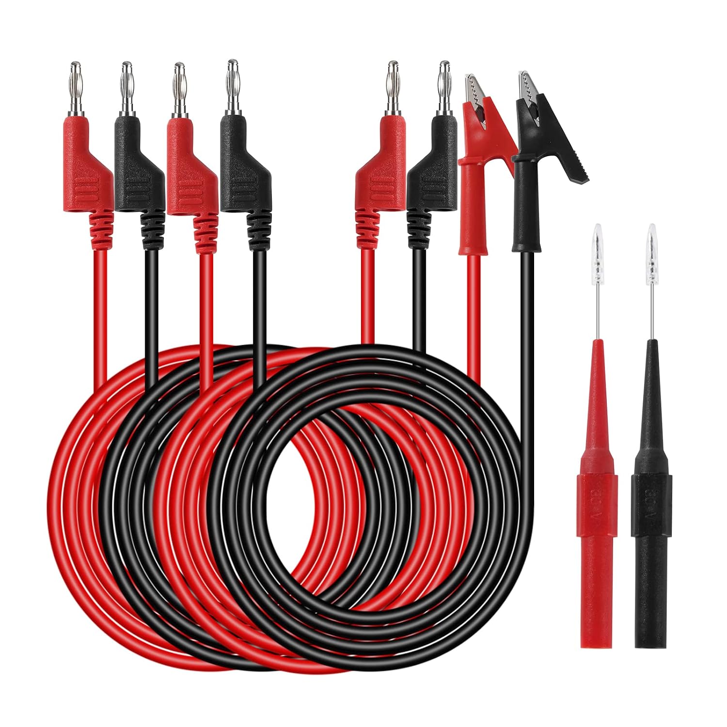 (6-teilig) Multimeter-messleitungen Mit Multimeter-prüfspitzen, Krokodilklemmen Und Bananensteckern Für Professionelle Elektrische Multimeter