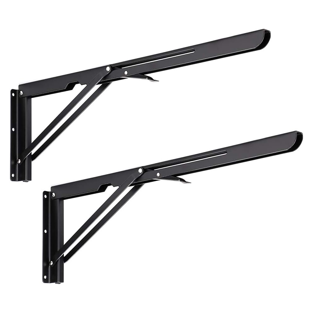 Set Mit 2 Robusten, 20 Zoll (50,8 Cm) Langen, Klappbaren Regalträgern – Robuste, Dreieckige, Klappbare Regalträger Für Tisch Und Bank, Schwarz