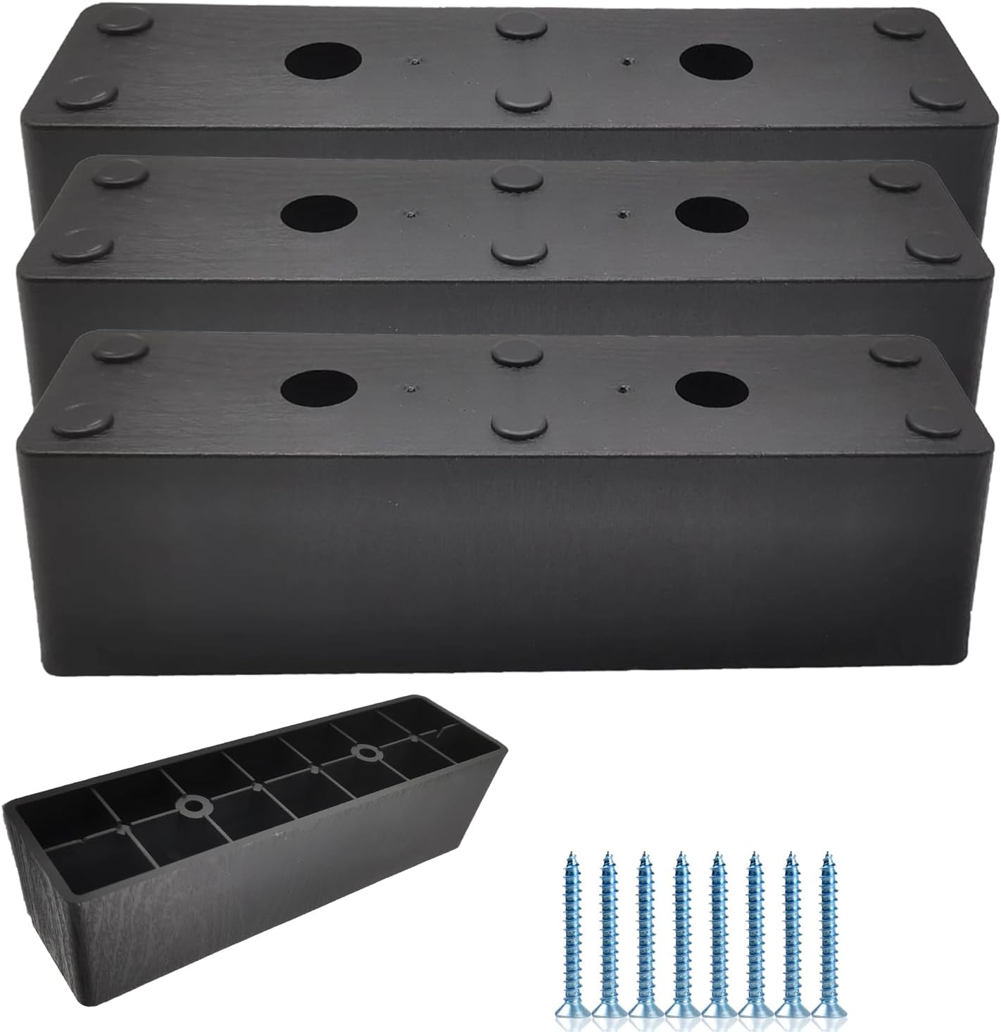 Schwarze Sofabeine, 4 Stück, Möbelfüße, 180 X 50 X 50 Mm, Kommodenbeine, Möbelfüße, 50 Mm Bettbeine Mit 8 Schrauben