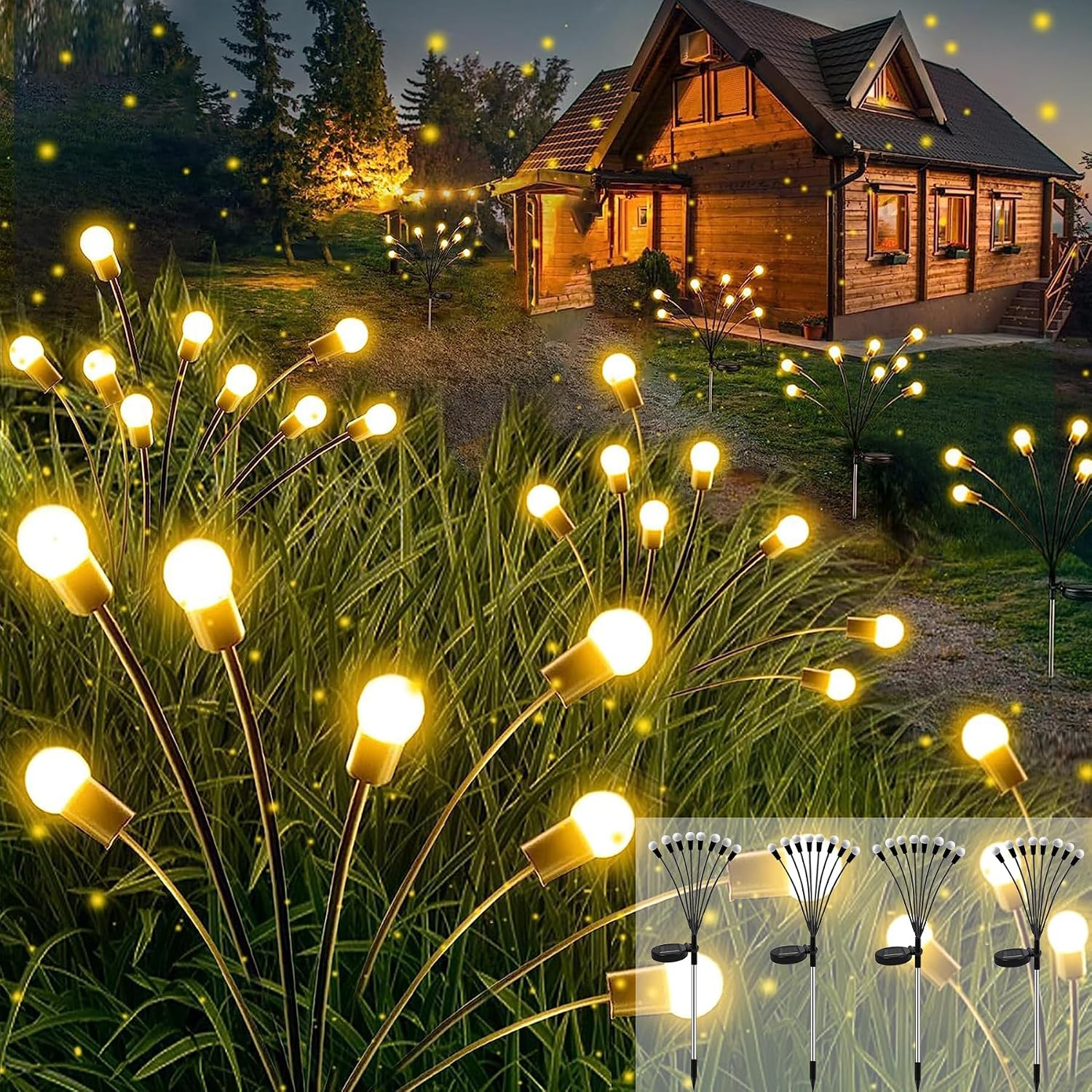 Solar-gartenleuchten Für Den Außenbereich, 4 Stück, 8 Leds, Wasserdicht Nach Ip65, Für Garten, Terrasse, Hof, Balkon (warmweiß)