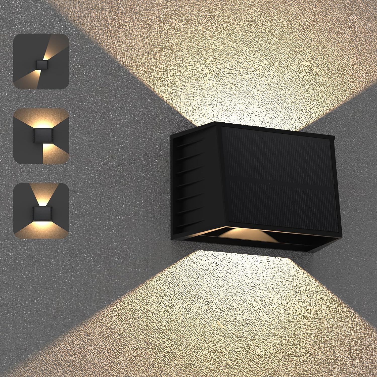 Solar-wandleuchte Für Den Außenbereich, 3000k Warmweiße Led-wandleuchte Mit Nach Oben Und Unten Gerichteter Beleuchtung, Ip65 Wasserdichte Solar-außenleuchte