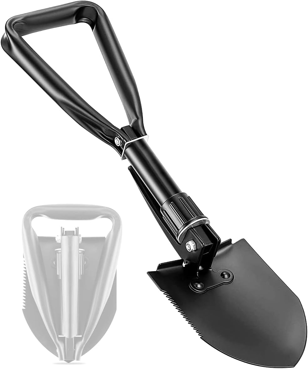 47 Cm Lange, Faltbare Schaufel Aus Kohlenstoffstahl, Leichte Und Kompakte Multifunktionale Campingschaufel, Tragbare Überlebensschaufel Zum Wandern, Für Notfälle Und Gartenarbeit