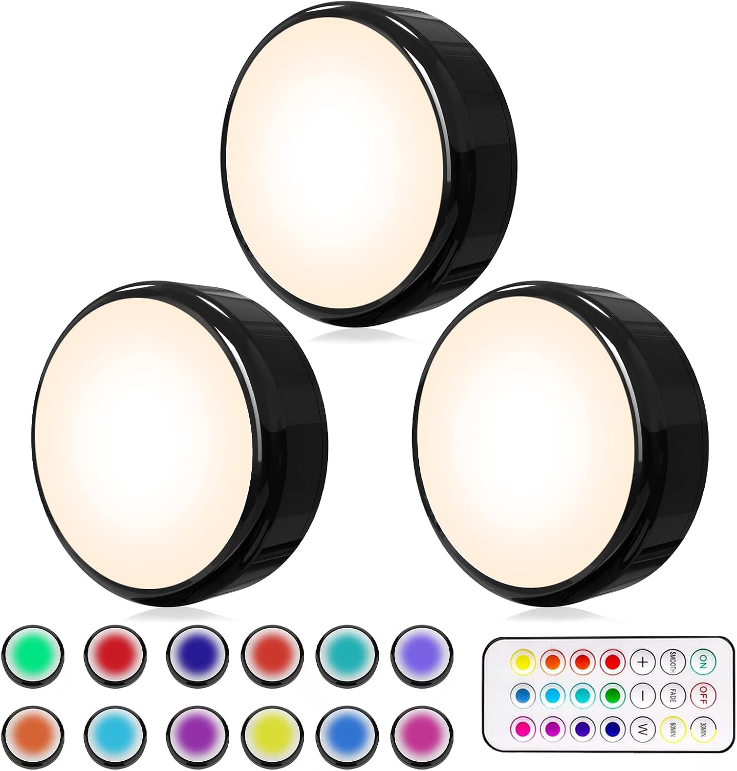 Kabellose Rgb-led-nachtleuchte Mit 16 Farben, Treppenhausbeleuchtung, Kabellose Led-gaming-leuchte, Mit Fernbedienung Und Timerfunktion