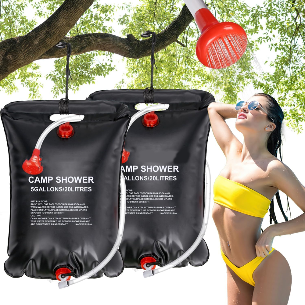 2-teiliges Solarduschset, 20-liter-faltbare Camping-solarduschtasche, Tragbare Solarduschtasche, Sportduschtasche