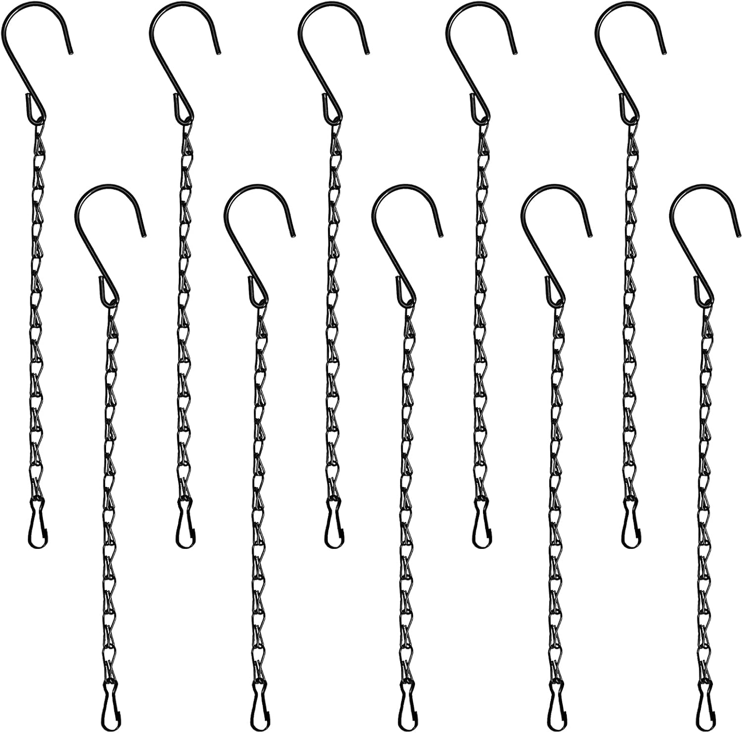 Set Mit 10 Schwarzen 24 Cm Ketten Für Gartenpflanzen, Metallwandhaken Für Vogelfutterhäuschen, Pinnwände, Körbe