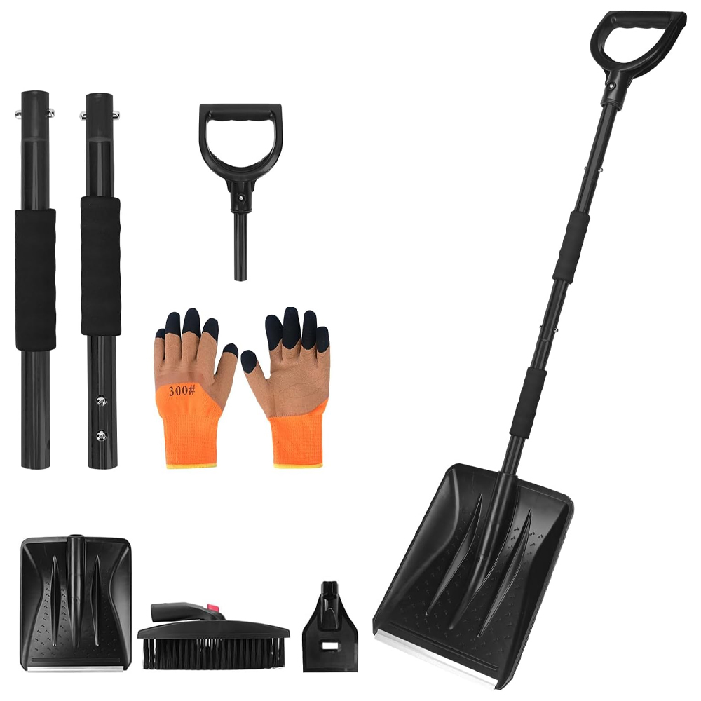 3-in-1-schneeschaufel-set Mit Eiskratzer Und Schneebürste Für Eis, Schnee Und Einfahrt, Inklusive Handschuhen