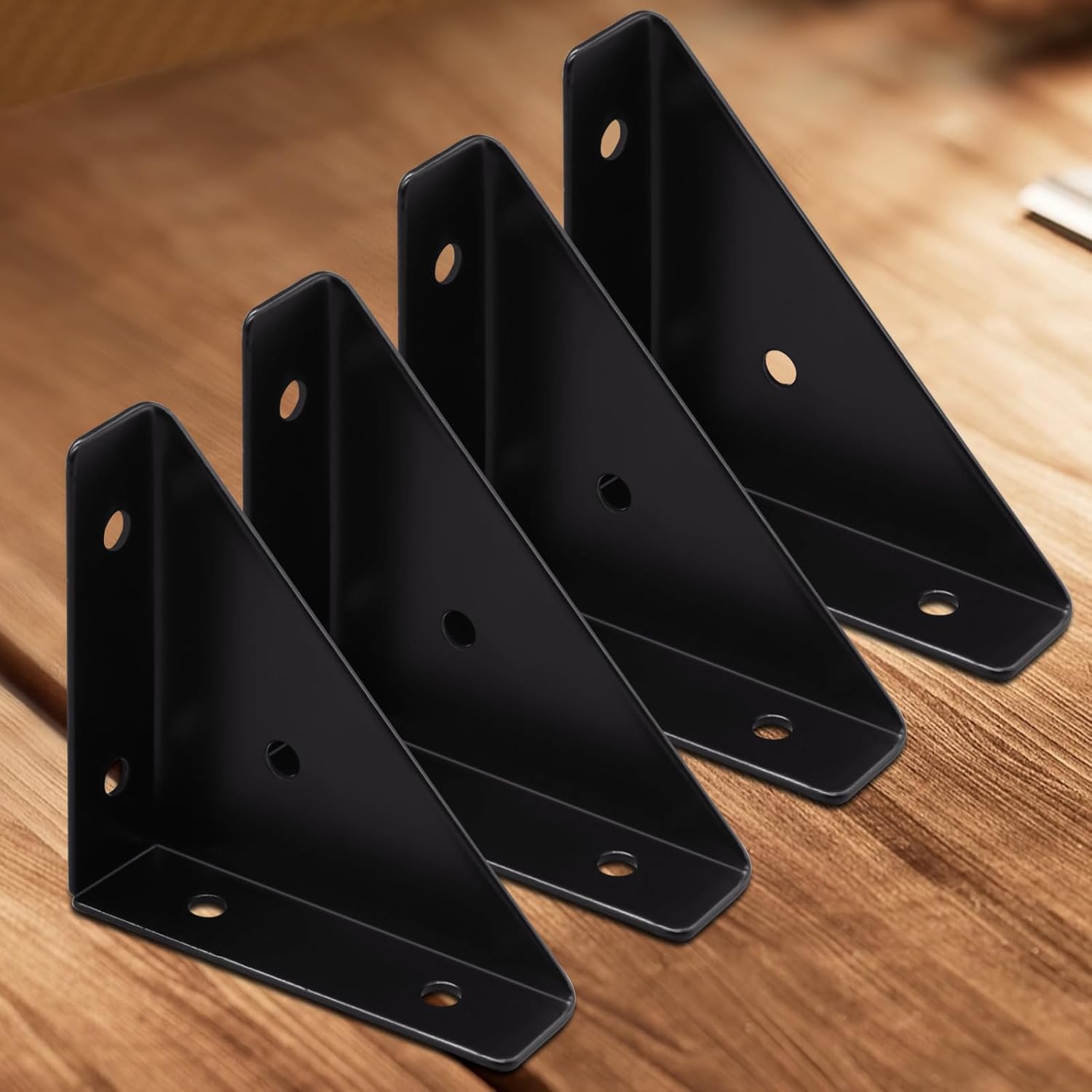 Set Mit 4 Schwarzen Metall-eckwinkeln Für Dreieckige Eckregale, 65 Mm × 65 Mm, Zur Eckbefestigung, Inklusive Schrauben