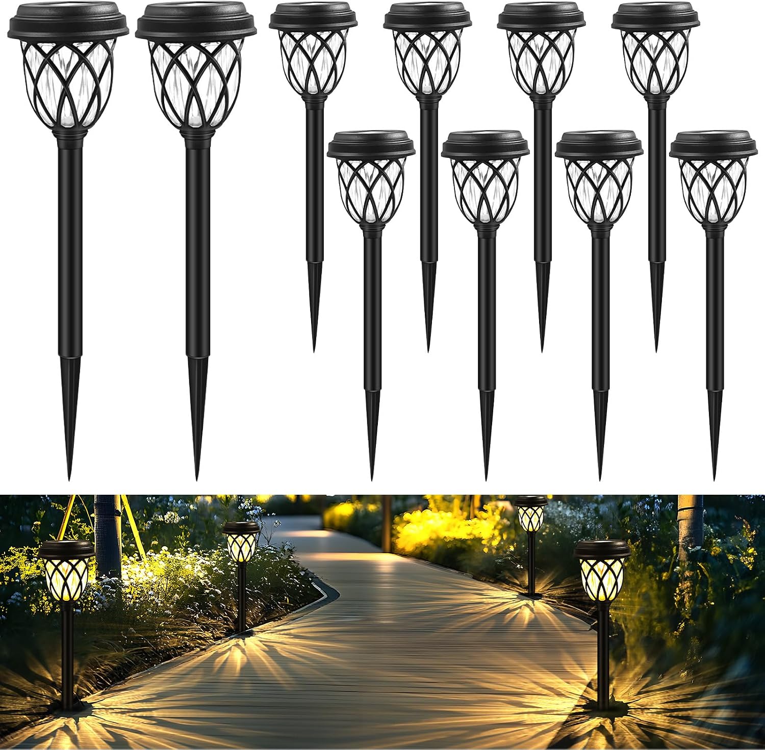 (10 Lampen) Solar-gartenleuchten Für Den Außenbereich, Wasserdichte Solar-gartenleuchten, Led-solarleuchten Für Gartendekoration, Wege Und Rasenflächen