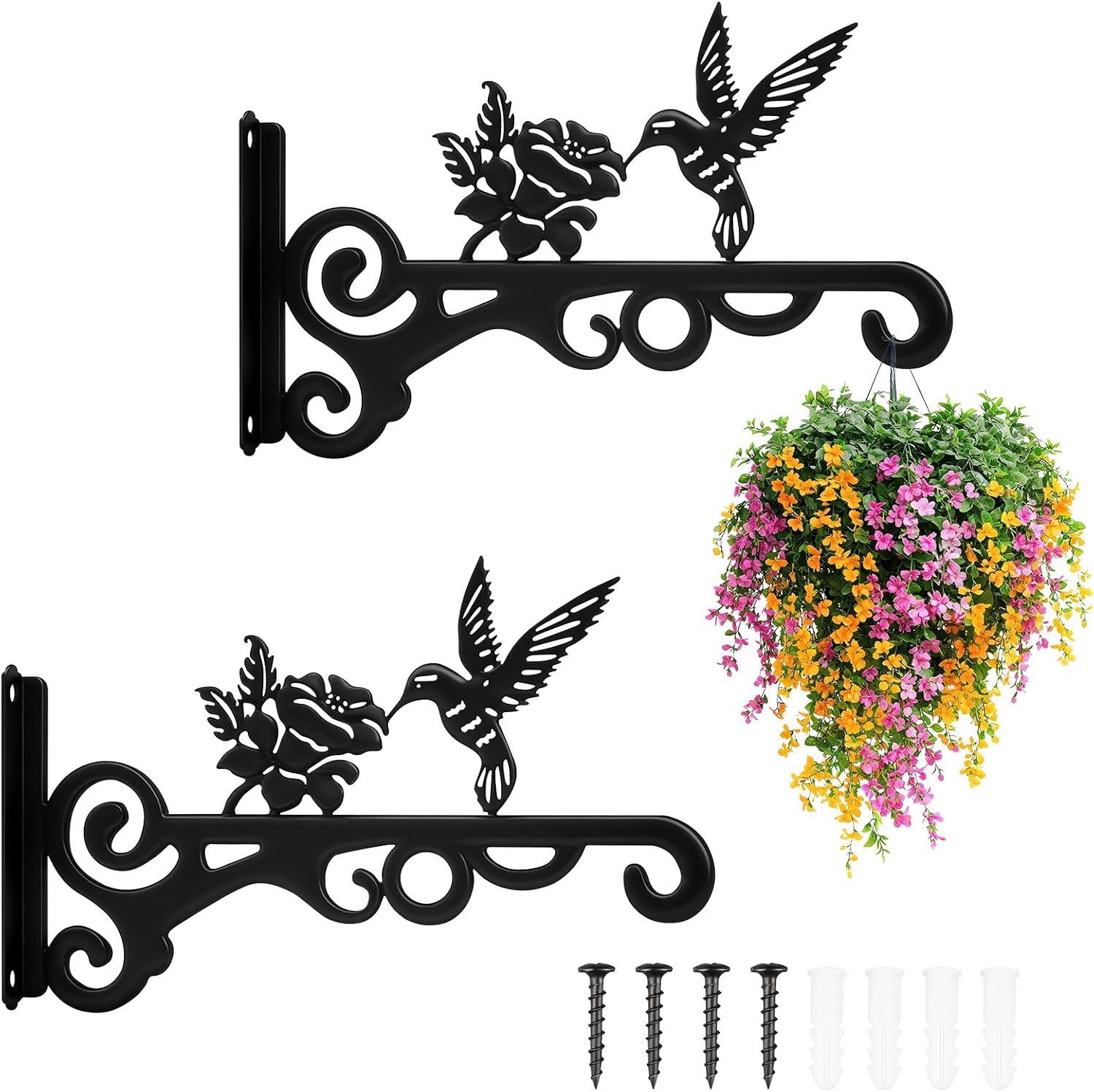 Set Mit 2 Metall-pflanzenhängern, 25 Cm, Für Blumentöpfe, Gartendekoration, Lichterketten, Vogelhäuser Und Windspiele